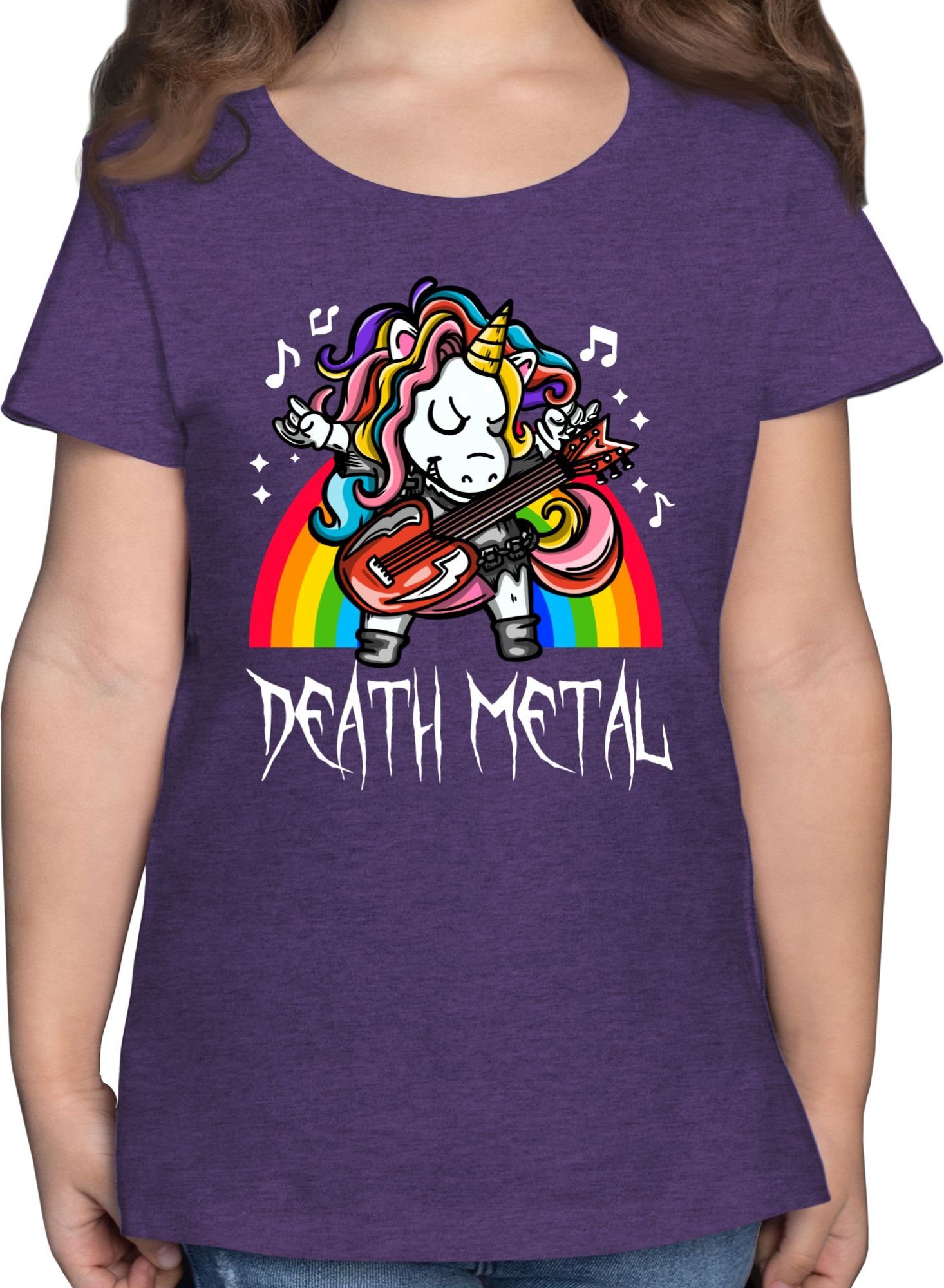 Shirtracer T-Shirt Death Metal Einhorn Kinderkleidung und Co 1 Lila Meliert