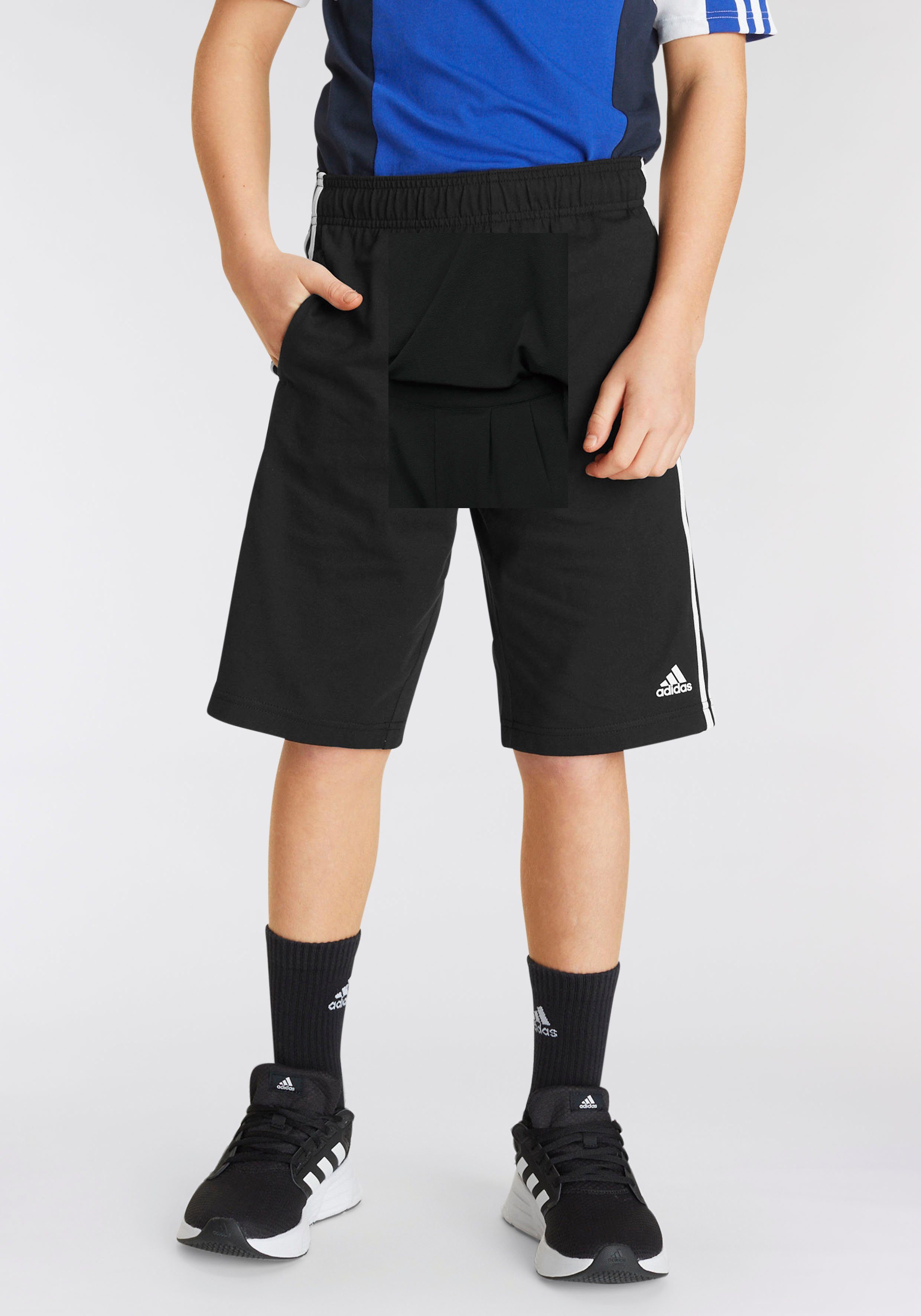 Shorts / ESSENTIALS 3-STREIFEN adidas Black Sportswear KNIT (1-tlg) White