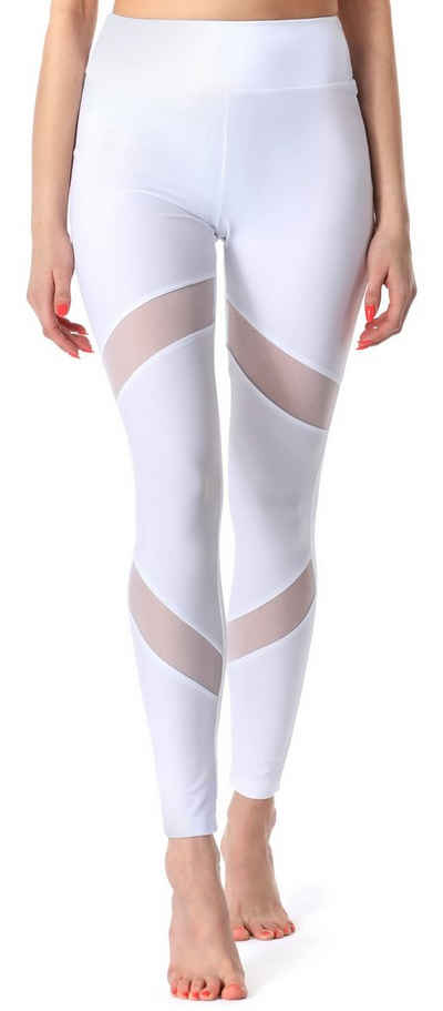 Merry Style Leggings Damen Tights Lange Sporthose MS10-233 (1-tlg) mit Netzstreifen, elastischer Bund