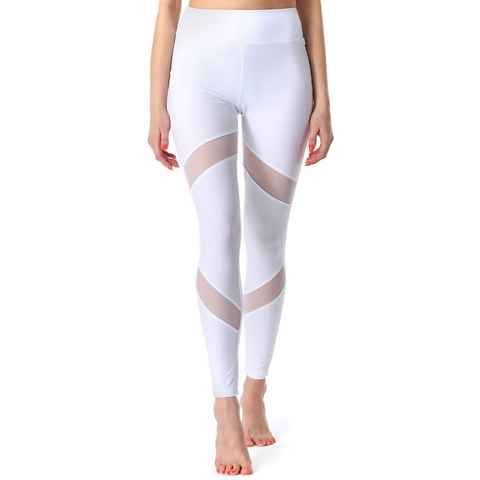 Merry Style Leggings Damen Tights Lange Sporthose MS10-233 (1-tlg) mit Netzstreifen, elastischer Bund