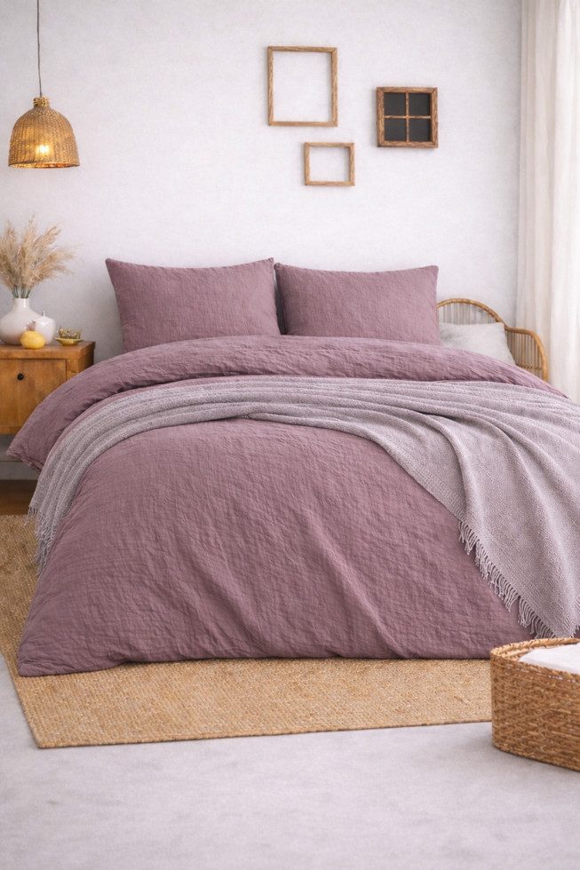 Sandiik Bettwäsche Musselin Bettwäsche in Mauve aus Biobaumwolle, Biobaumwolle, made ein Stuttgart aus Bio-Baumwolle