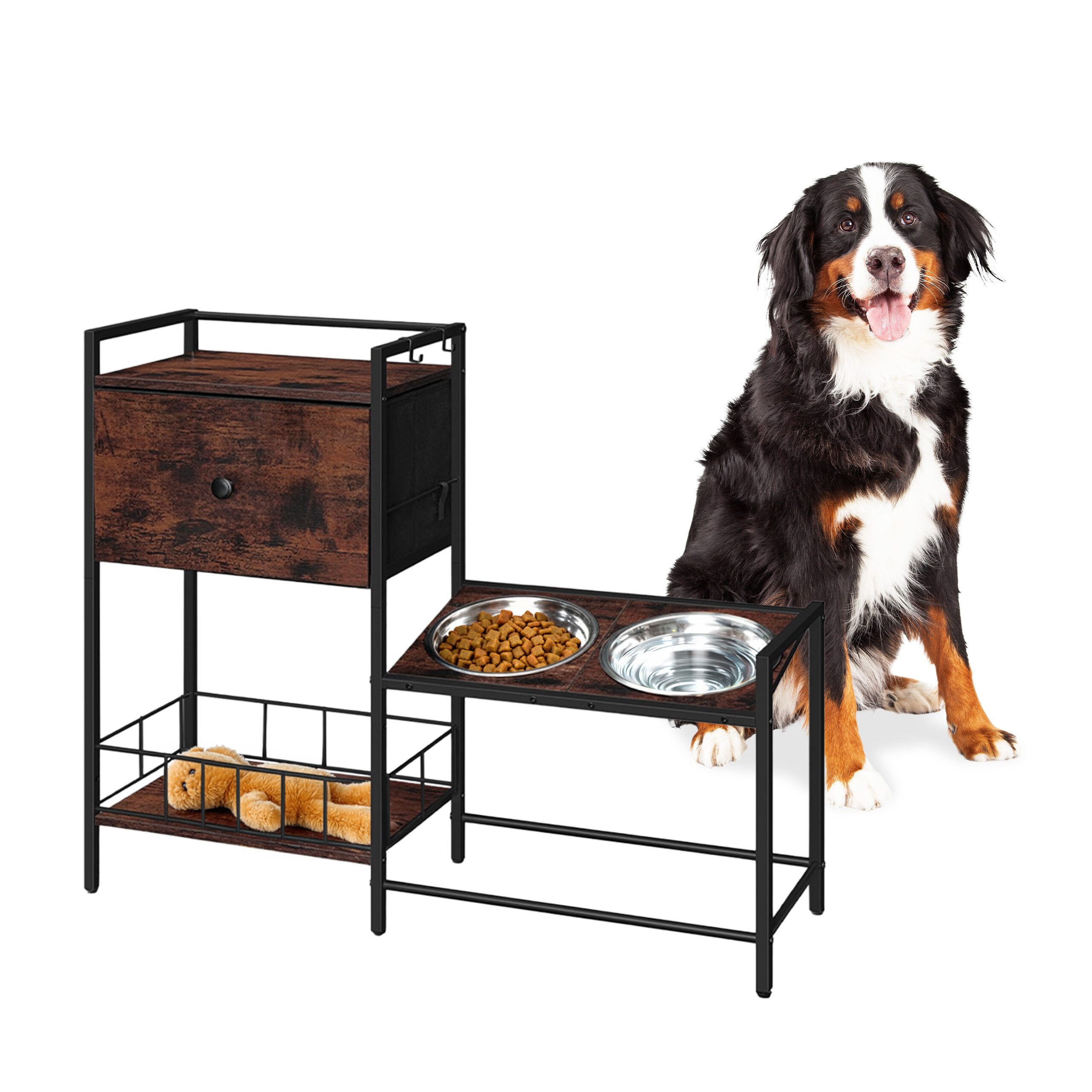 relaxdays Futterstation Hunde mit Stauraum