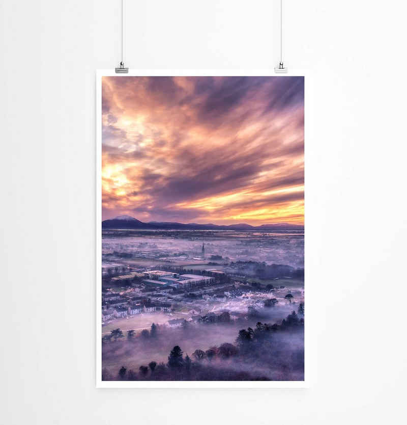 Sinus Art Poster Landschaftsfotografie – Ballina im Nebel in Irland 60x90cm Poster