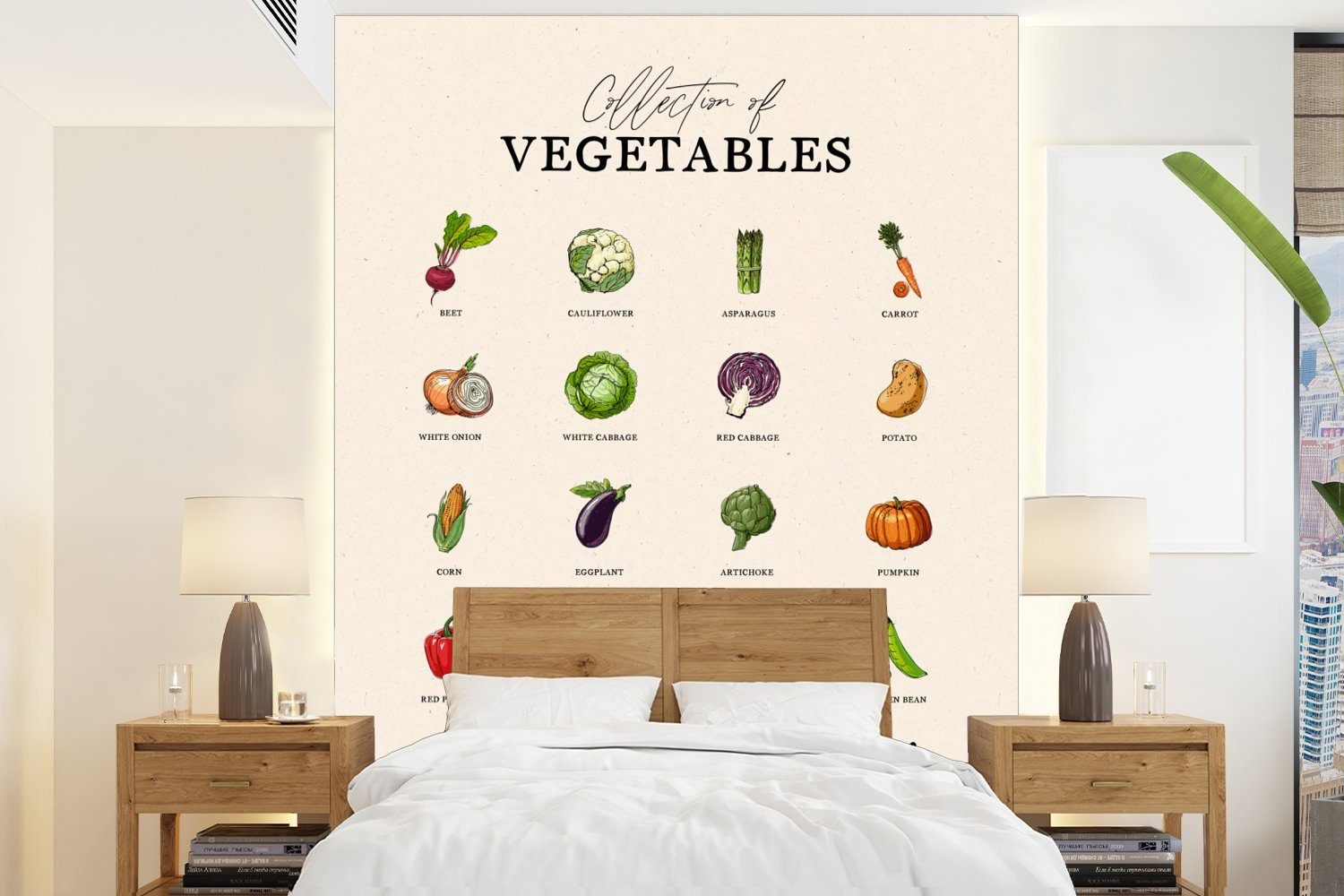 MuchoWow Fototapete Küche - Gemüse - Lebensmittel, Matt, bedruckt, (4 St), Montagefertig Vinyl Tapete für Wohnzimmer, Wandtapete
