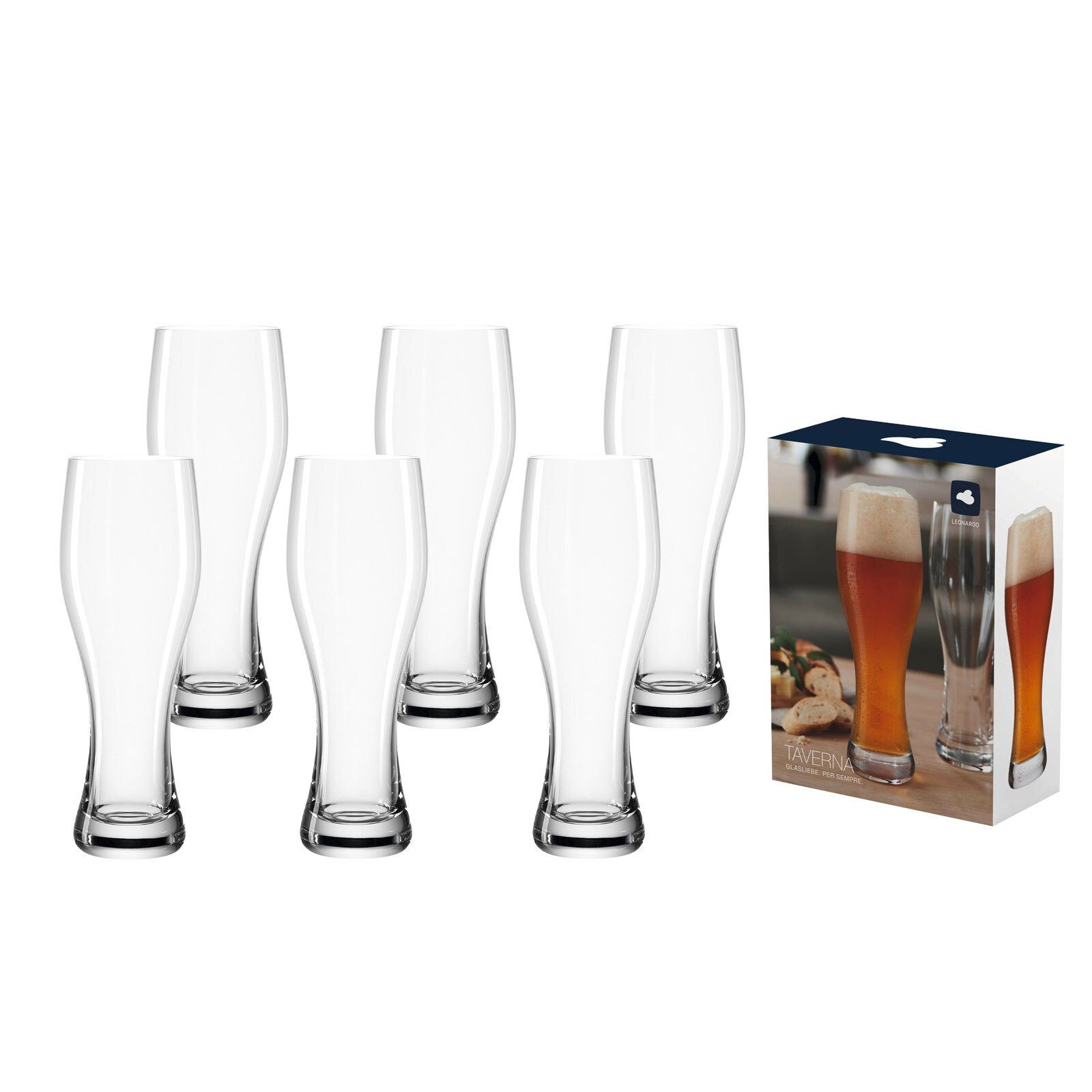 LEONARDO Bierglas Taverna Weizenbiergläser 500 ml 6er Set, Glas