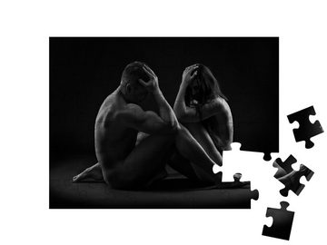puzzleYOU Puzzle Aktfotografie: Paar, schwarz-weiß, 48 Puzzleteile, puzzleYOU-Kollektionen Erotik