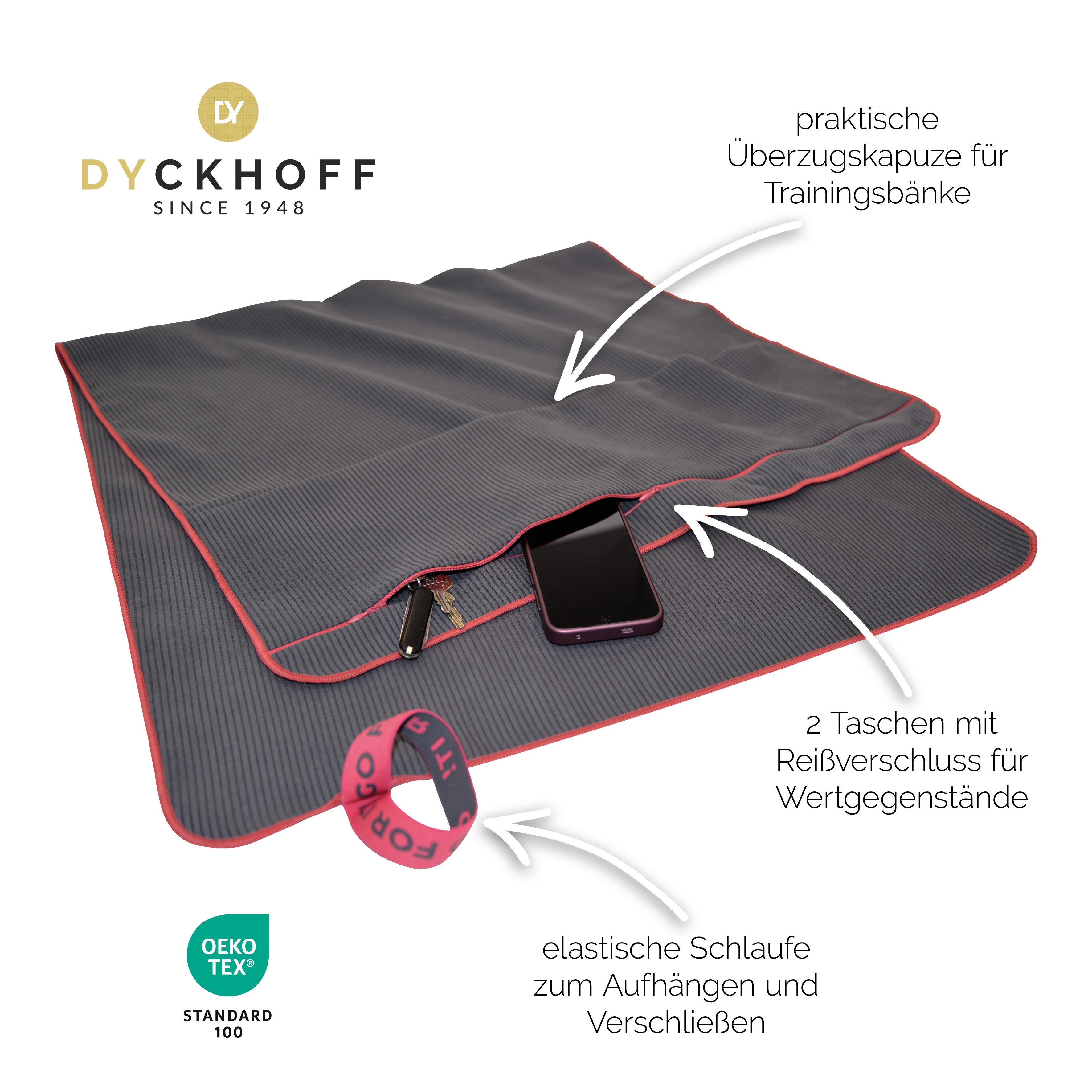 Dyckhoff Handtuch Mikrofaser Sporttuch Struktur, Microfaser (1-St), Mit Überstülpkapuze, Schnelltrocknend, Leicht, Reißverschlusstasche