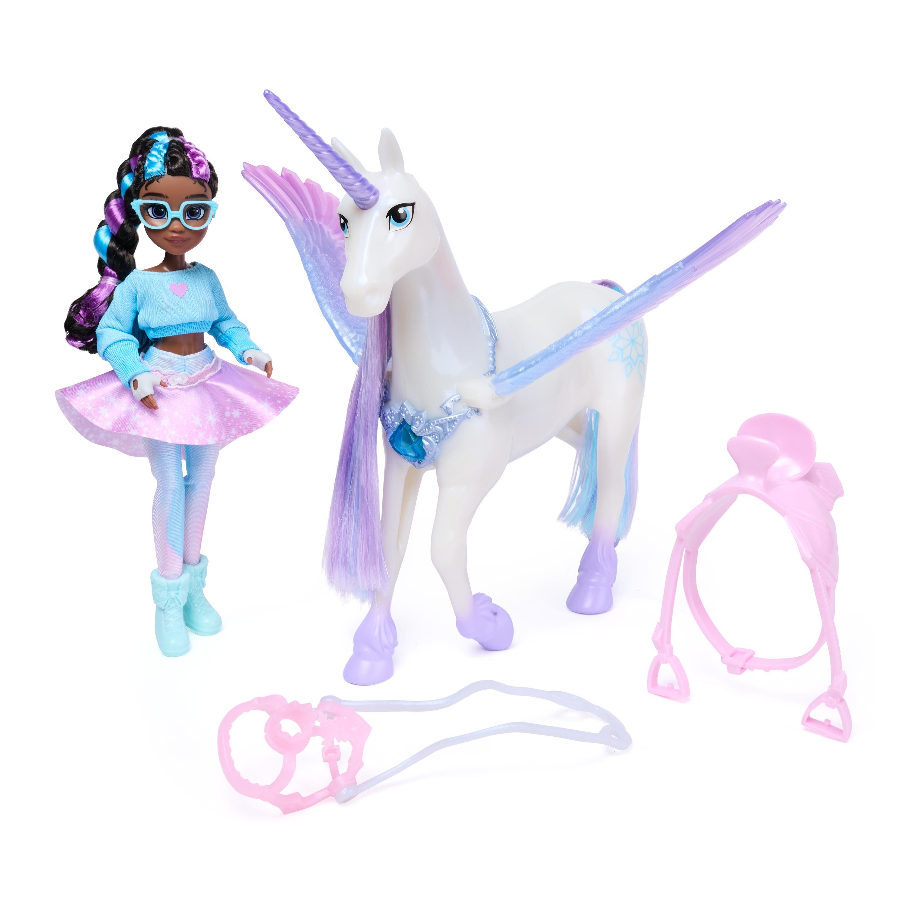 Spin Master Anziehpuppe Unicorn Academy - Edelsteinmagie Layla & Interaktives Einhorn Glacier, mit Licht und Sound – Bild 2 von 5
