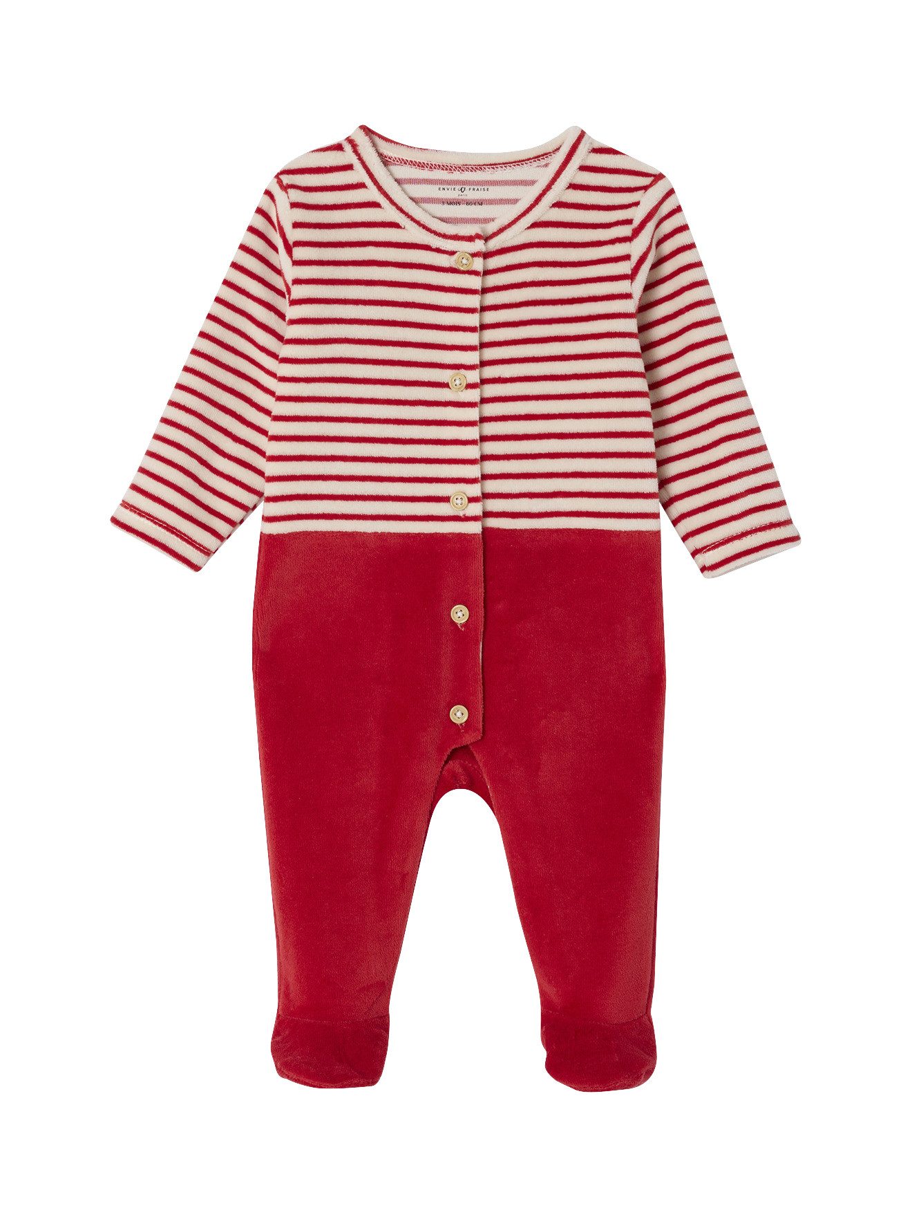 Envie de Fraise Schlafanzug Baby Schlafanzug und Mütze aus Samt