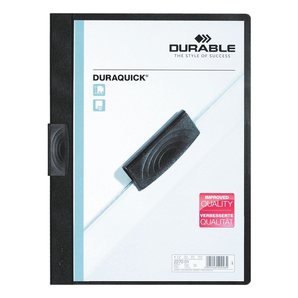 DURABLE Hefter Duraquick, mit Klemmfunktion, Format DIN A4, bis 20 Blatt