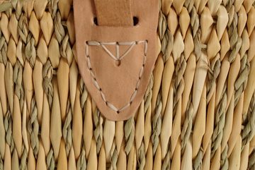 Kobolo Shopper Seegrastasche natur mit Schulterhenkeln aus Leder