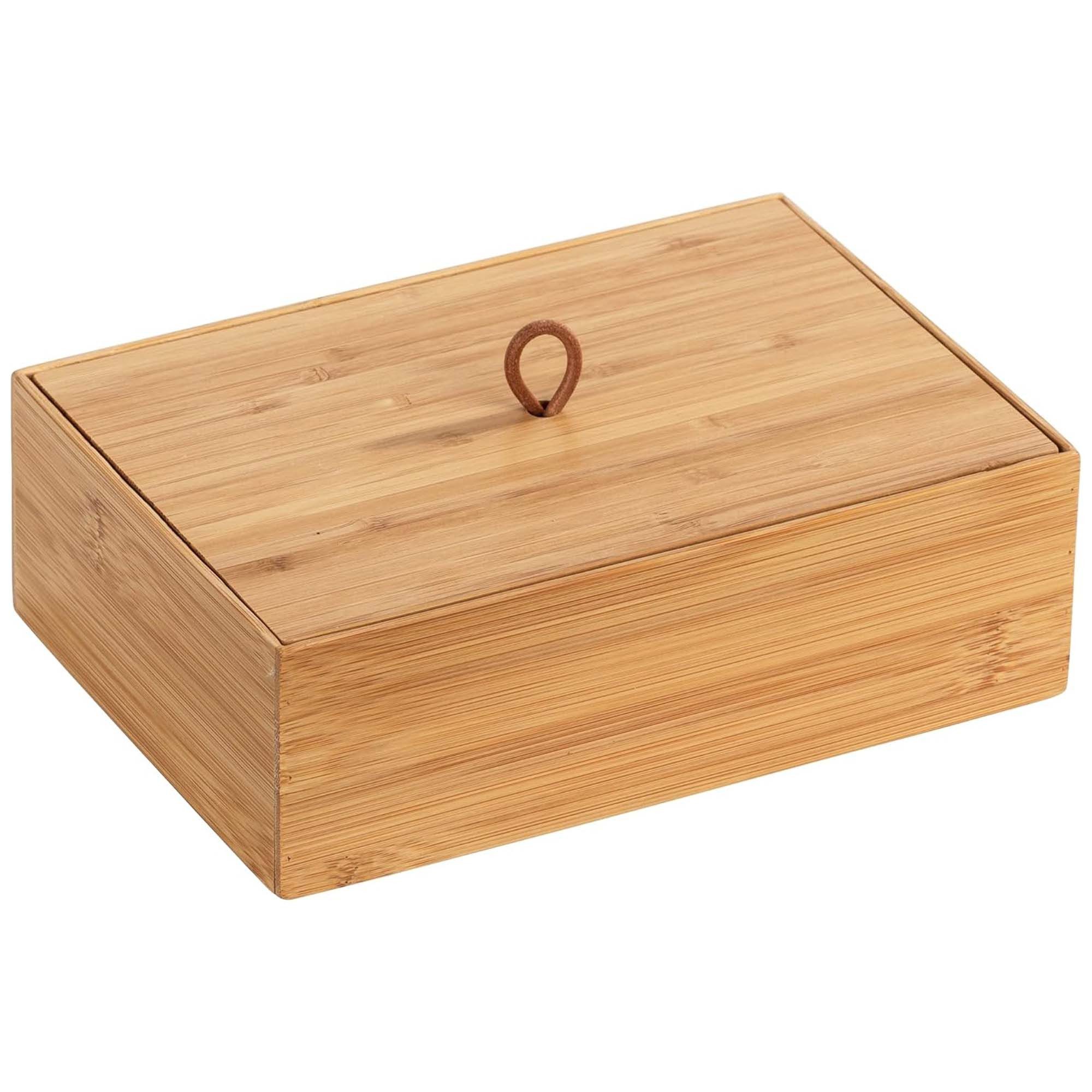 WENKO Küchenorganizer-Set Wenko Bambus Badbox Terra L Deckel mit Schlaufe