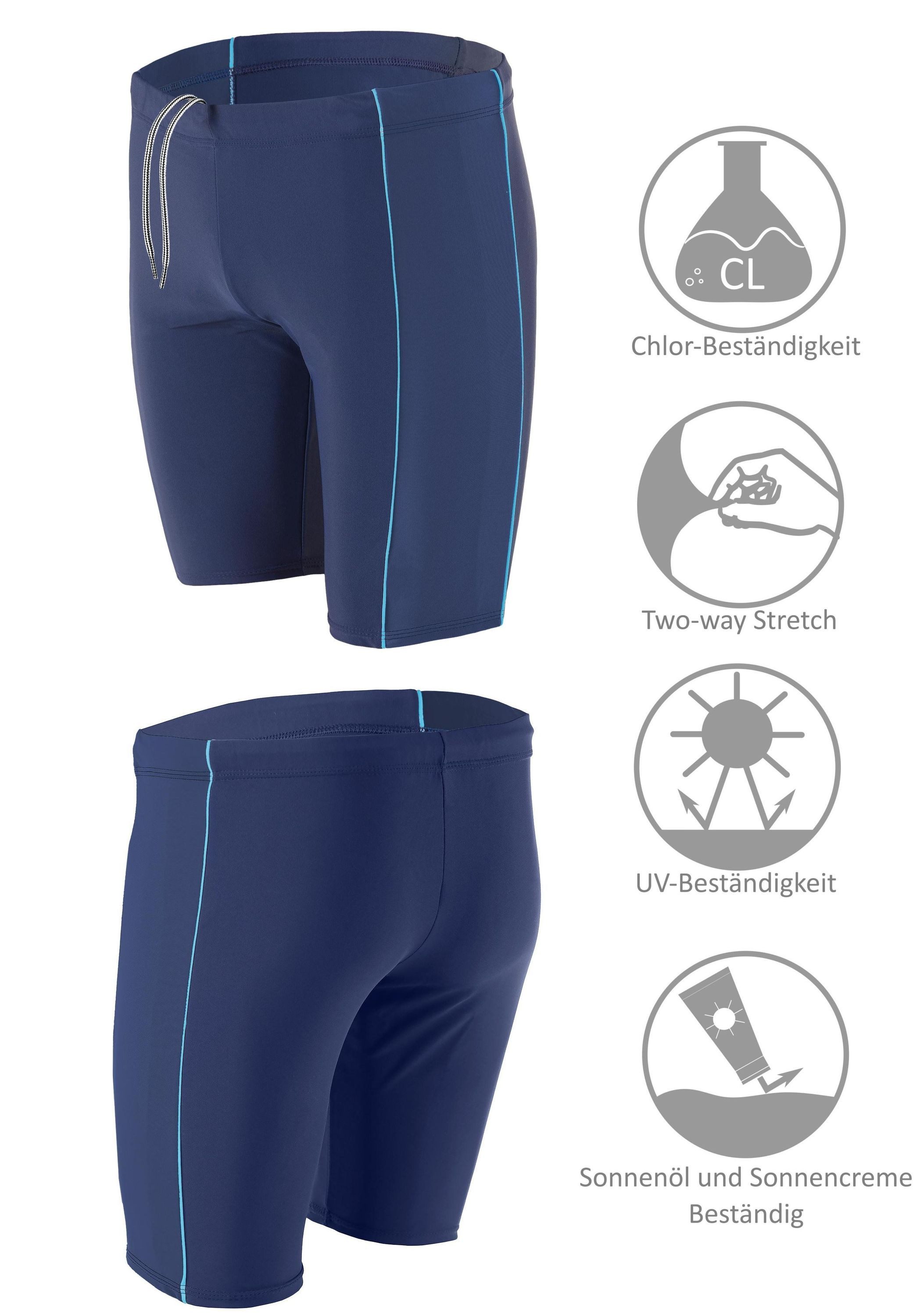 Aquarti Badehose Aquarti Herren Lange Badehose mit Kontrast-Paspel Jammer