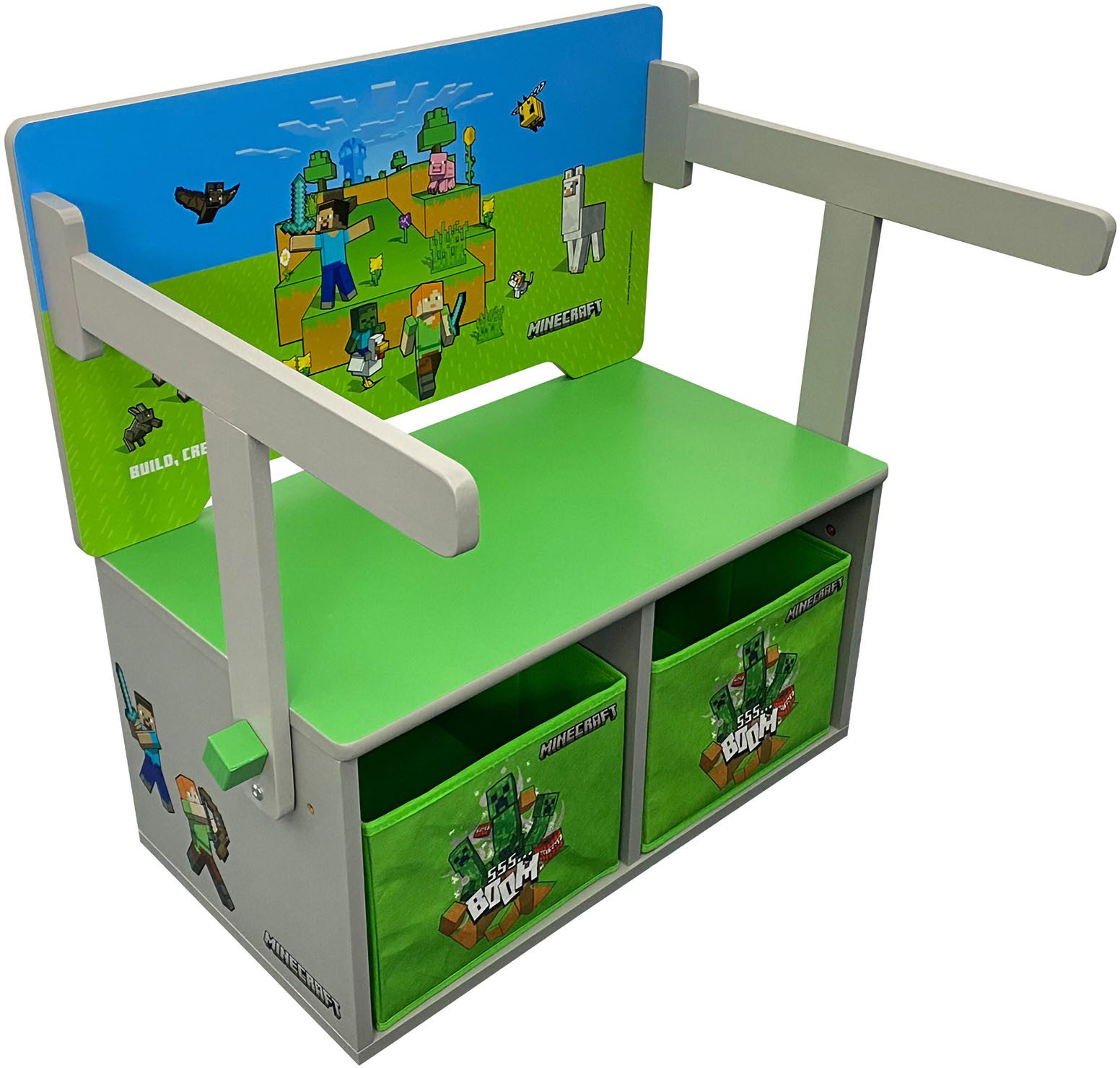 Phoenix Sitzbank Minecraft Spielbank (3-St), umklappbar zu einer Spielebank mit Tisch