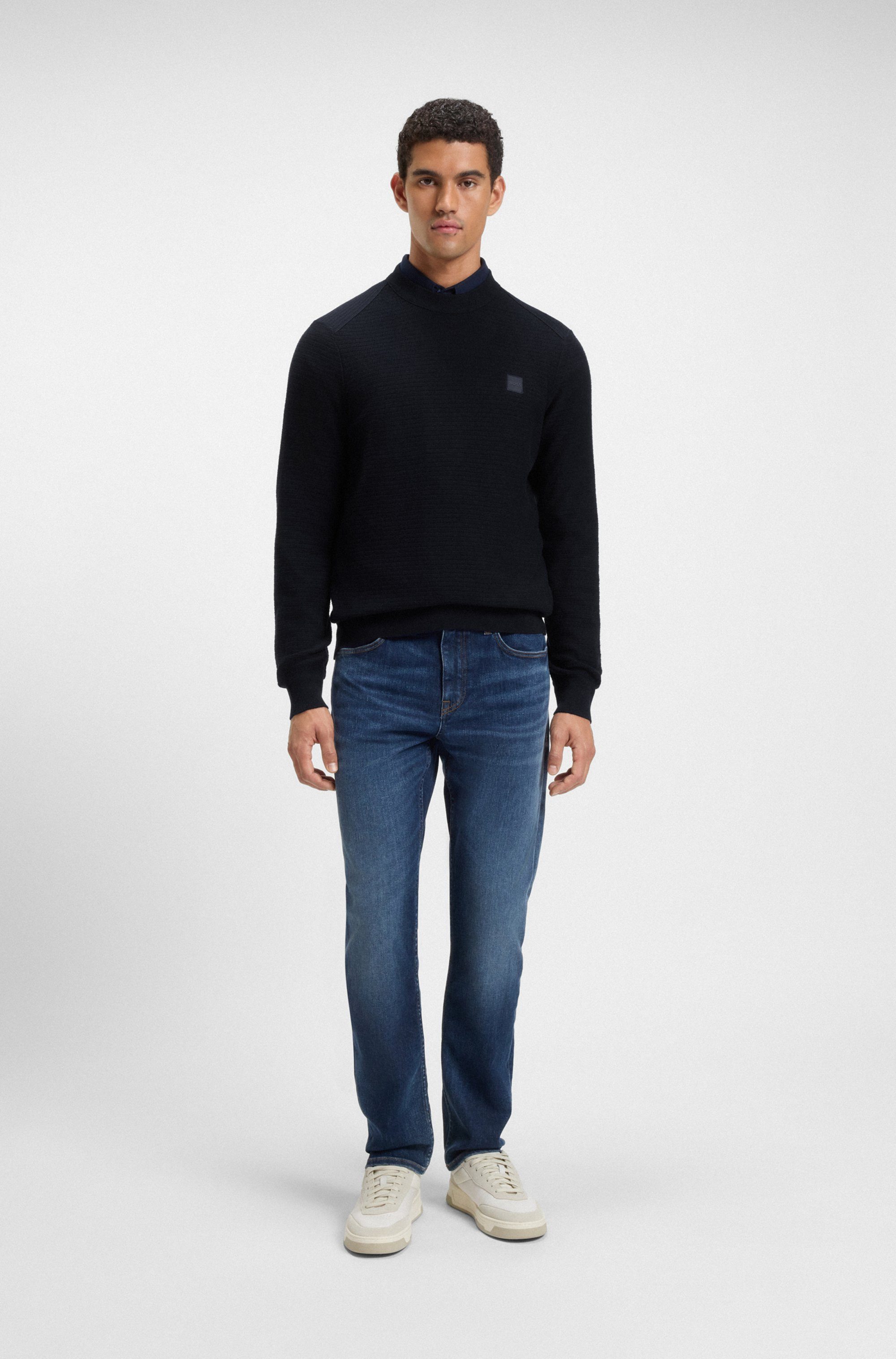 BOSS ORANGE Strickpullover Anion Rundhalsausschnitt, Regular Fit, BOSS-Label