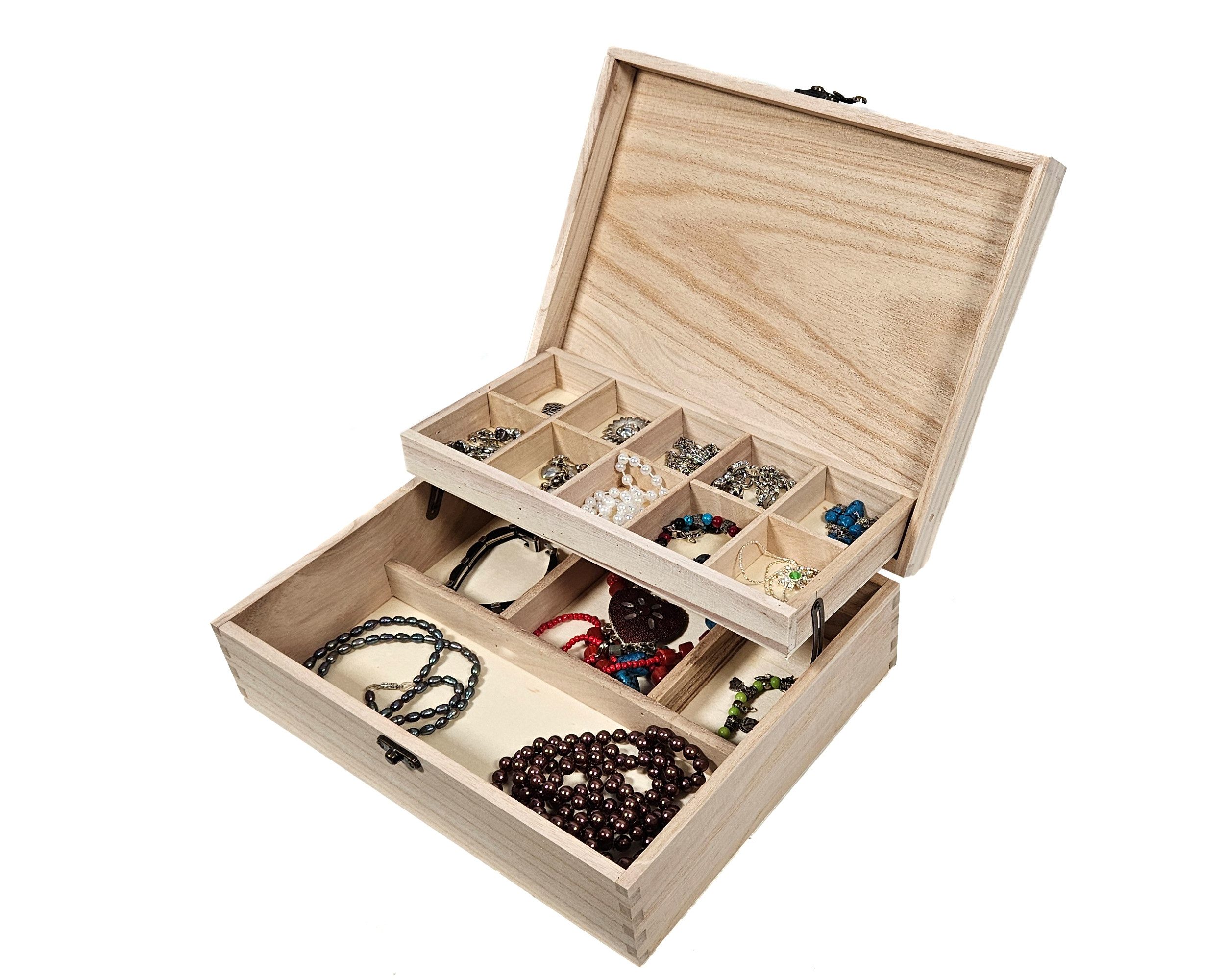Yudu Aufbewahrungsbox Box Holzkästchen Holz Schmuckkästchen zweistöckigen