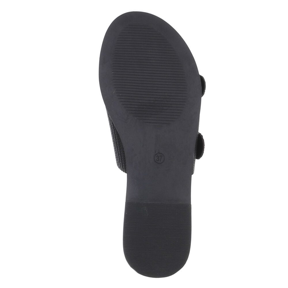 Ital-Design Komfortable Damen-Sandalen mit Eleganten Schnallen Pantolette (89322851) Blockabsatz Pantoletten in Schwarz – Bild 3 von 5