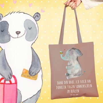 Mr. & Mrs. Panda Tragetasche Elefant Biene - Braun Pastell - Geschenk, Liebesbeweis, lustige Sprüc (1-tlg), Modisches Design