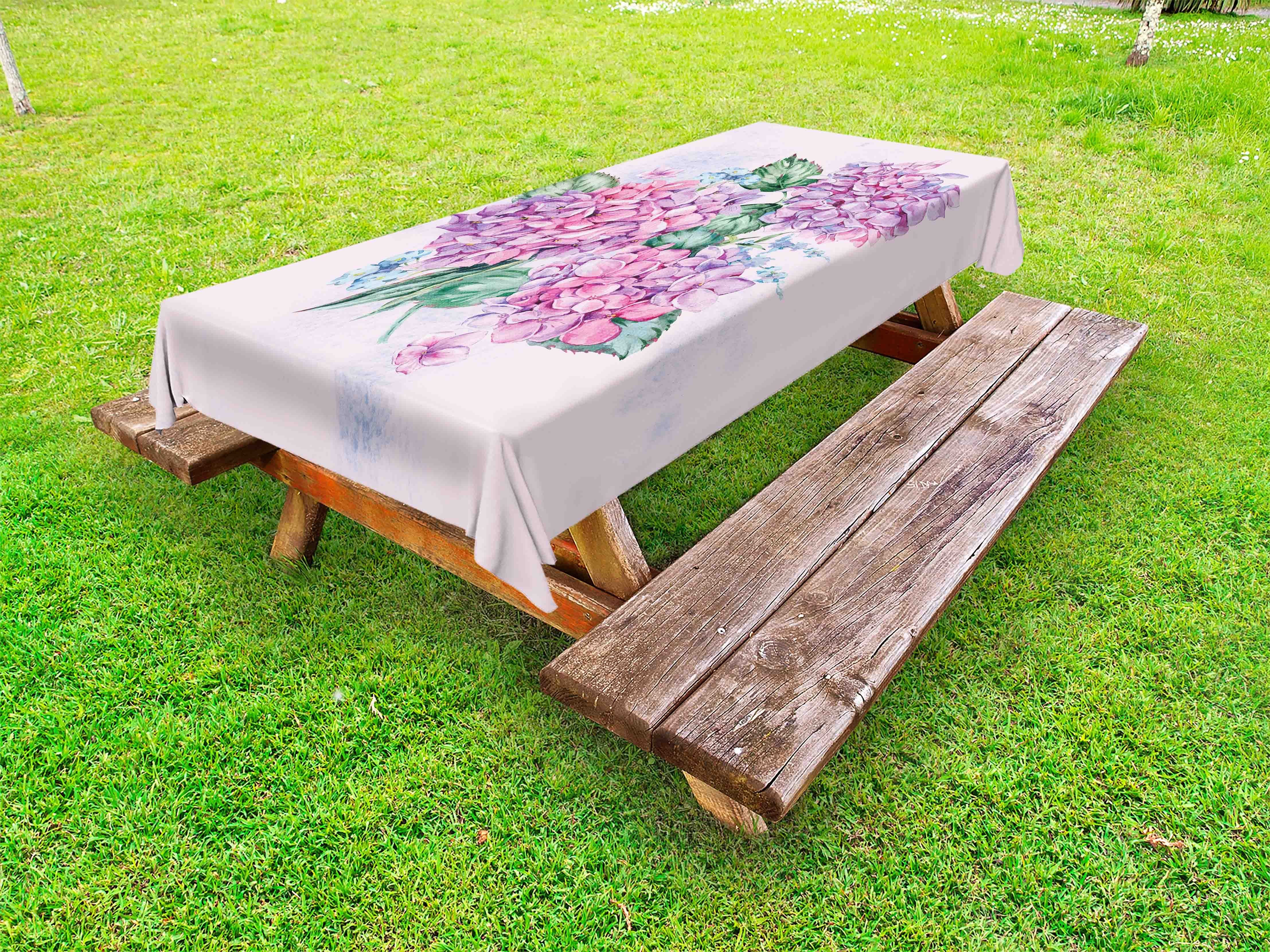 Hortensie waschbare dekorative Picknick-Tischdecke, Frühlingssträuße Tischdecke Abakuhaus