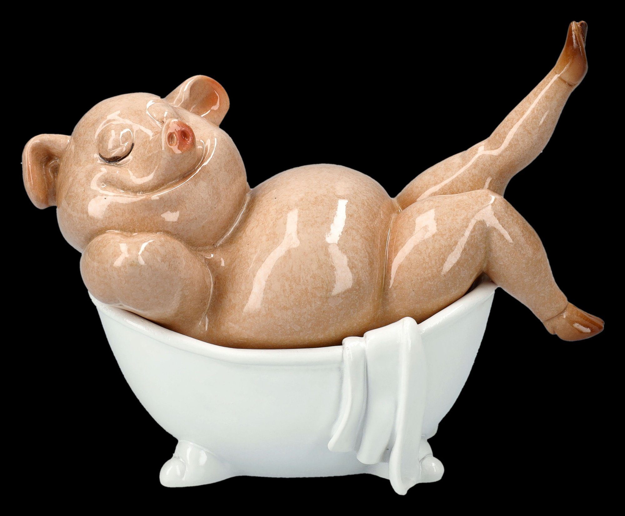 Figuren Shop GmbH Tierfigur Lustige Schweine Figur in Badewanne - Badezimmer spaßige Dekofigur
