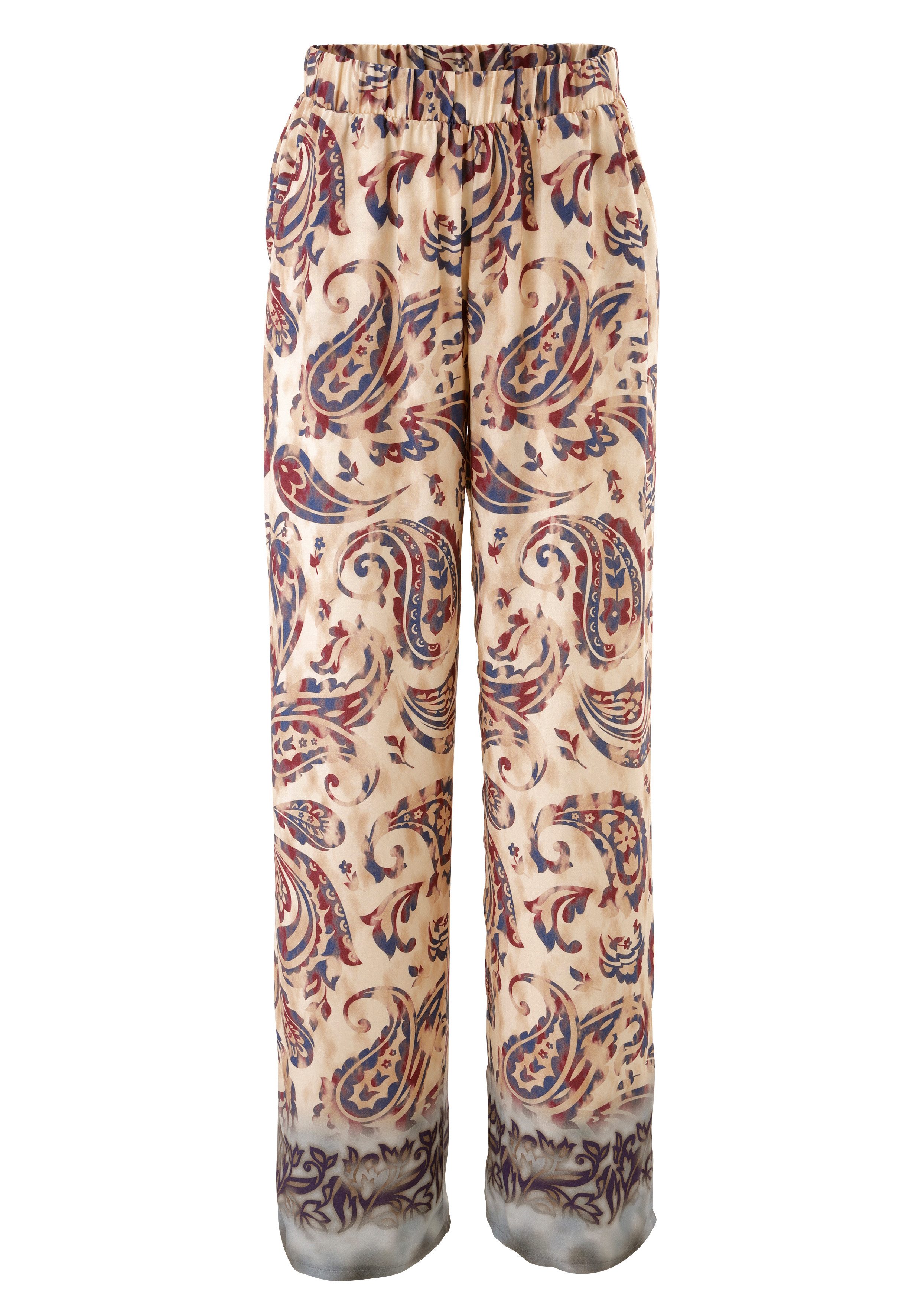 Aniston CASUAL Schlupfhose mit trendigem Paisley-Druck und Bordüre am Saum