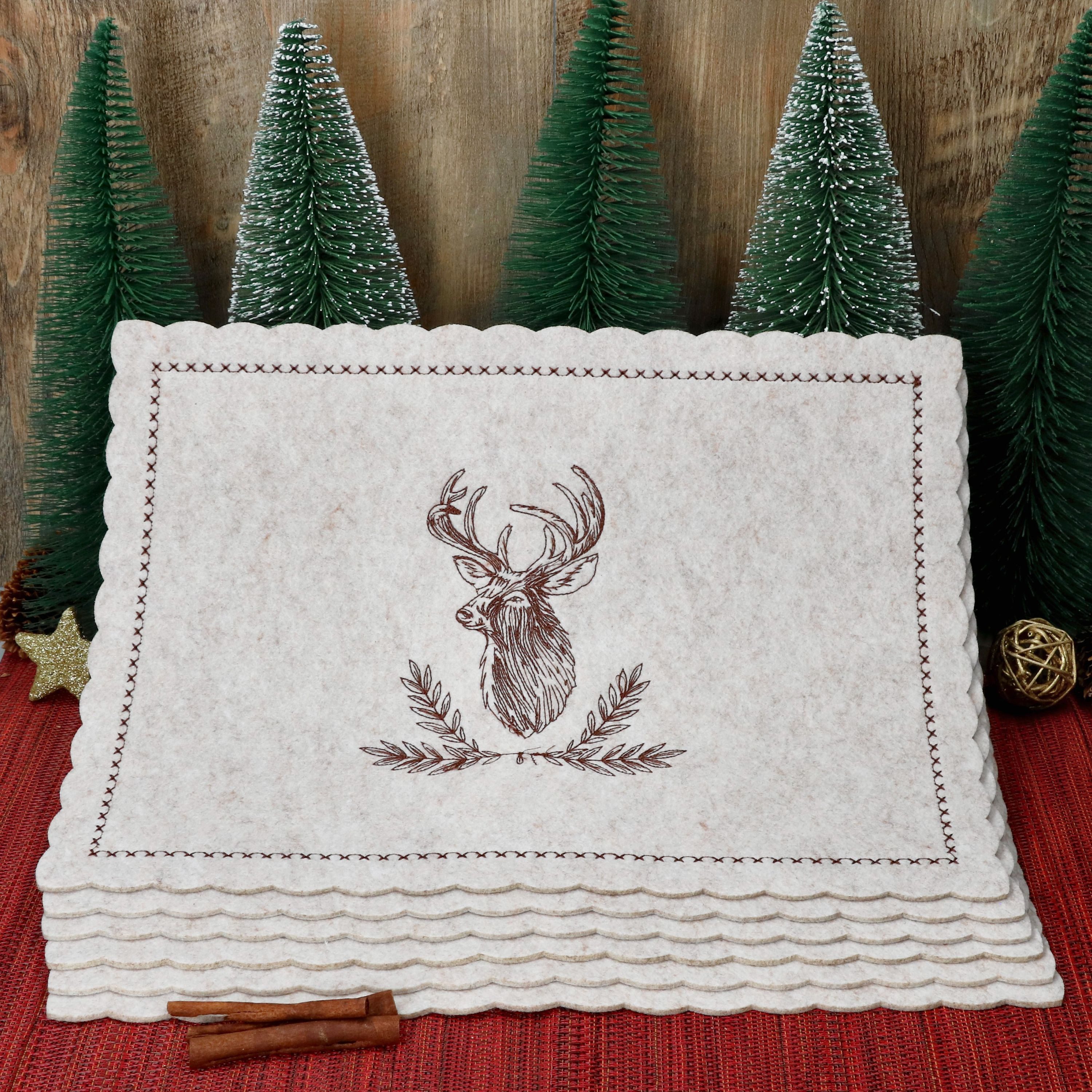 MamboCat Platzset 6x Alois Tischset LxB 30x40cm rechteckig Filz Platzsets Hirsch