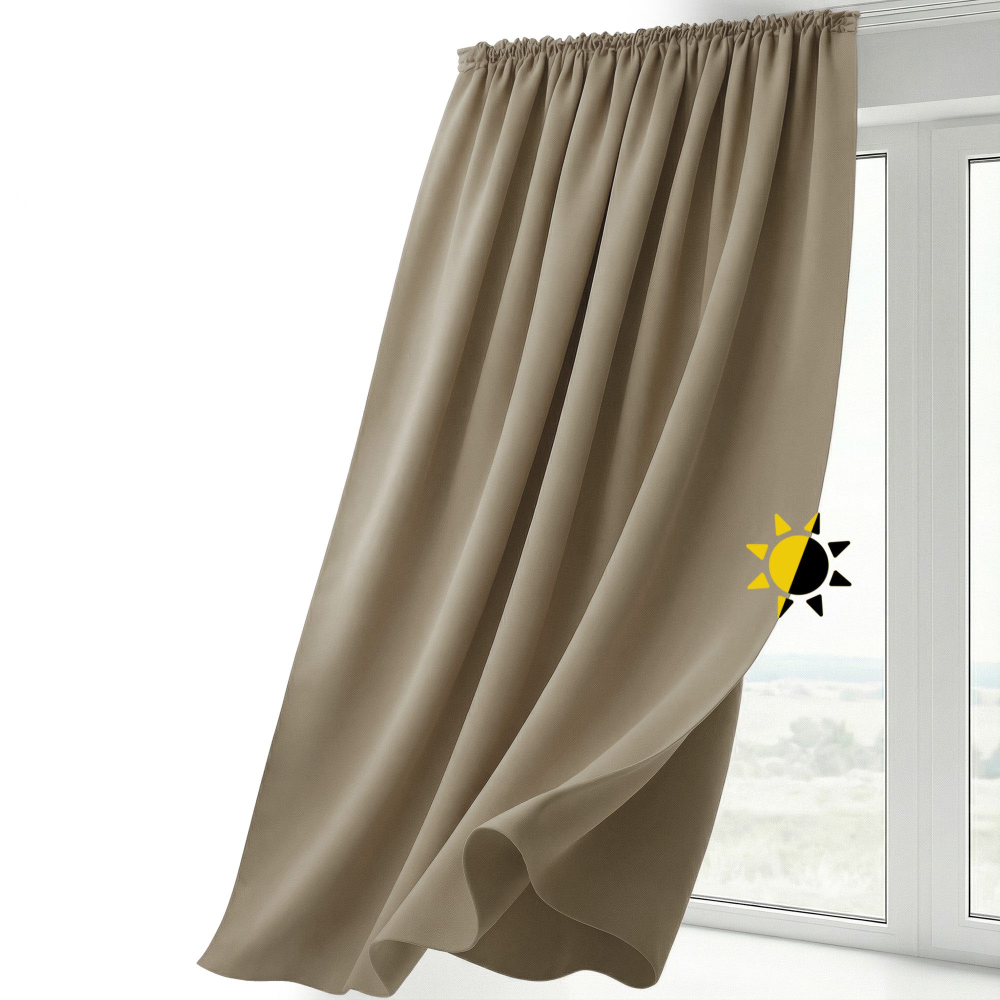 Beautex Verdunkelungsvorhang Verdunkelungsgardine Kräuselband Vorhang blickdicht abdunkelnd (1 St), Kräuselband, verdunkelnd