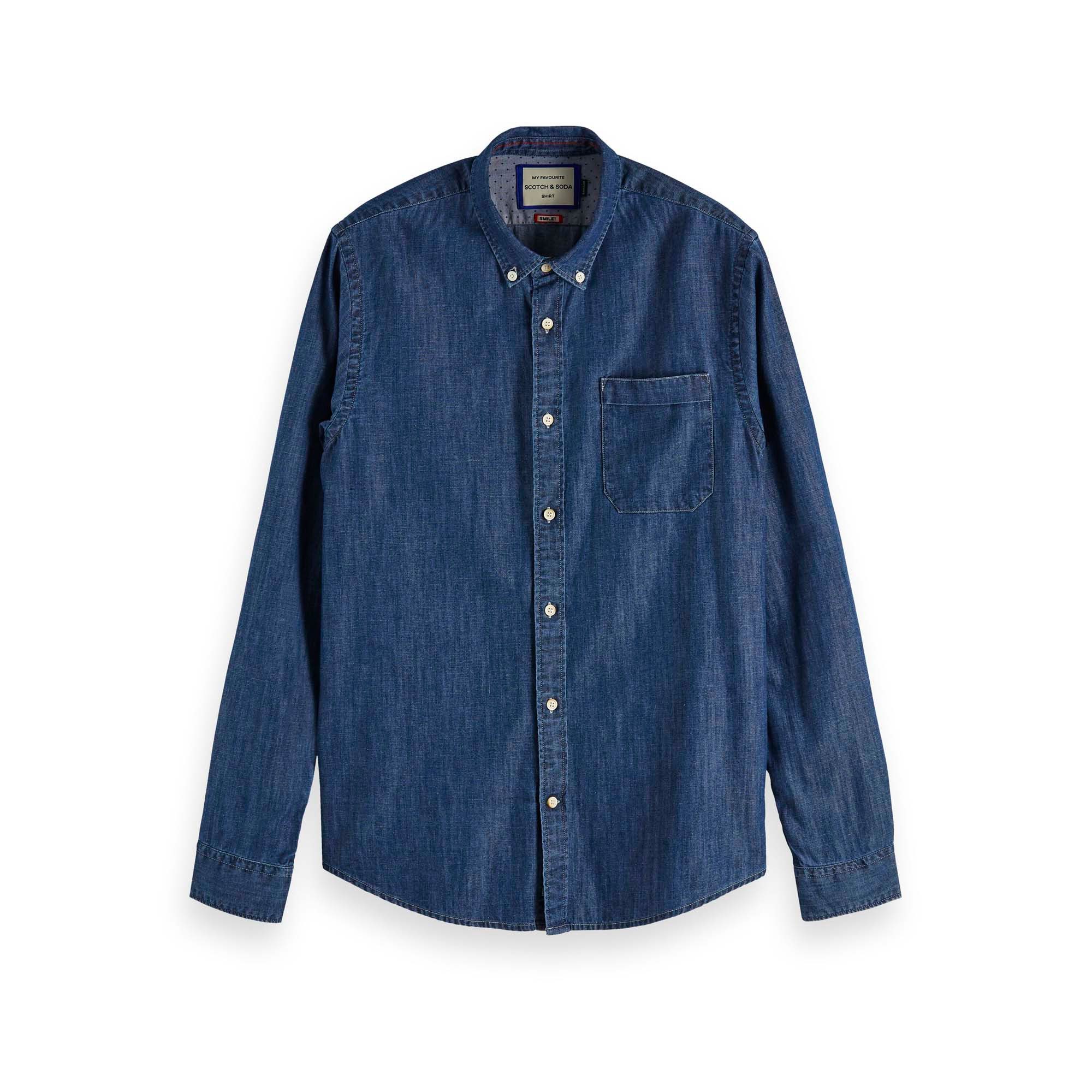 Kurzarmhemd Scotch & Soda Herren Hemd Button down denim shirt 152168