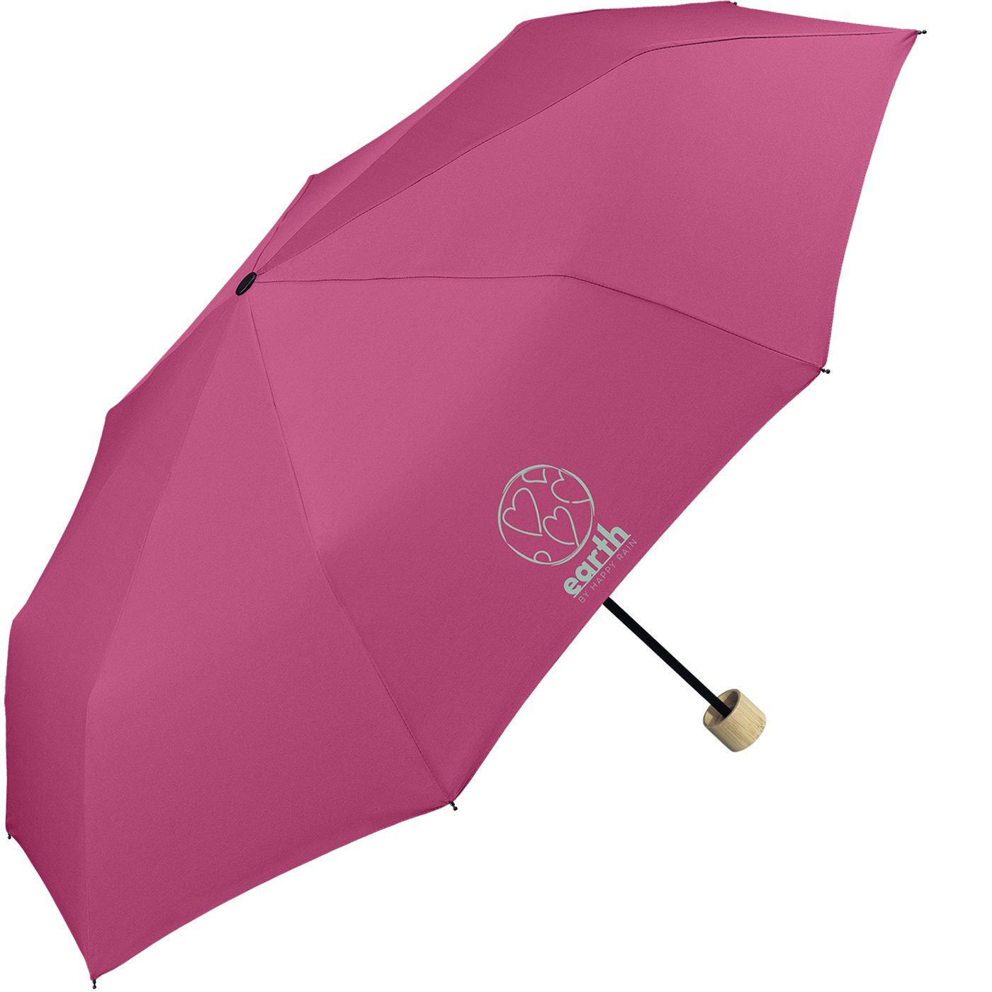 HAPPY RAIN Taschenregenschirm Earth für gut Super-Mini-Schirm, pink stabiler geschützt tun etwas - nachhaltiger die Umwelt