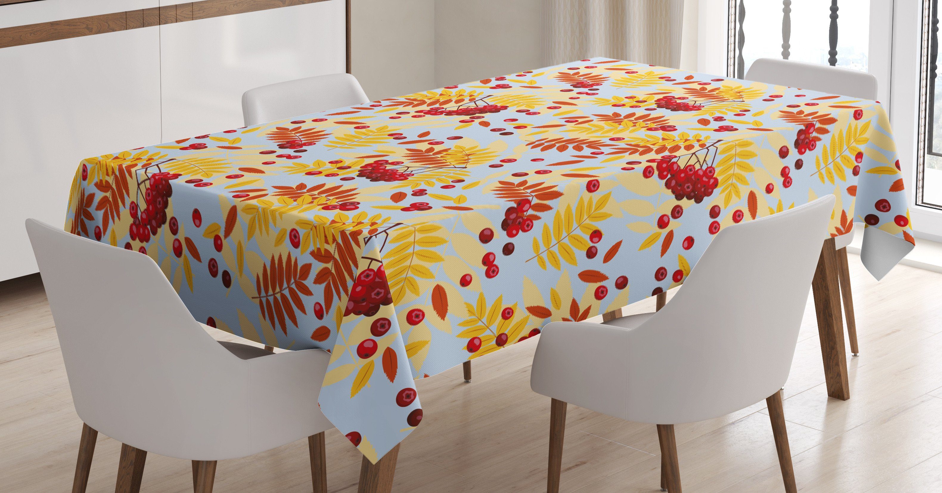 Klare Tischdecke Getrocknete Abakuhaus Farben, Waschbar Bereich Beeren Farbfest Reife Blätter Außen Eberesche geeignet den Für