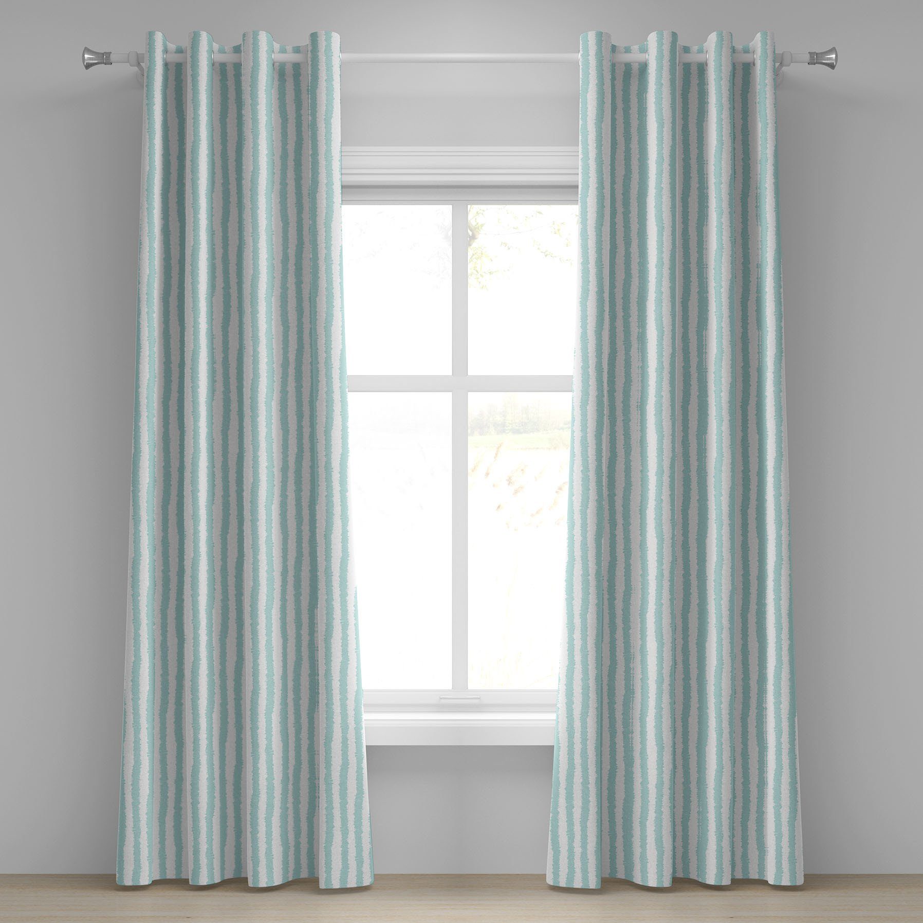 Gardine Dekorative 2-Panel-Fenstervorhänge für Schlafzimmer Wohnzimmer, Abakuhaus, Wasser Sketchy Grunge Stripes