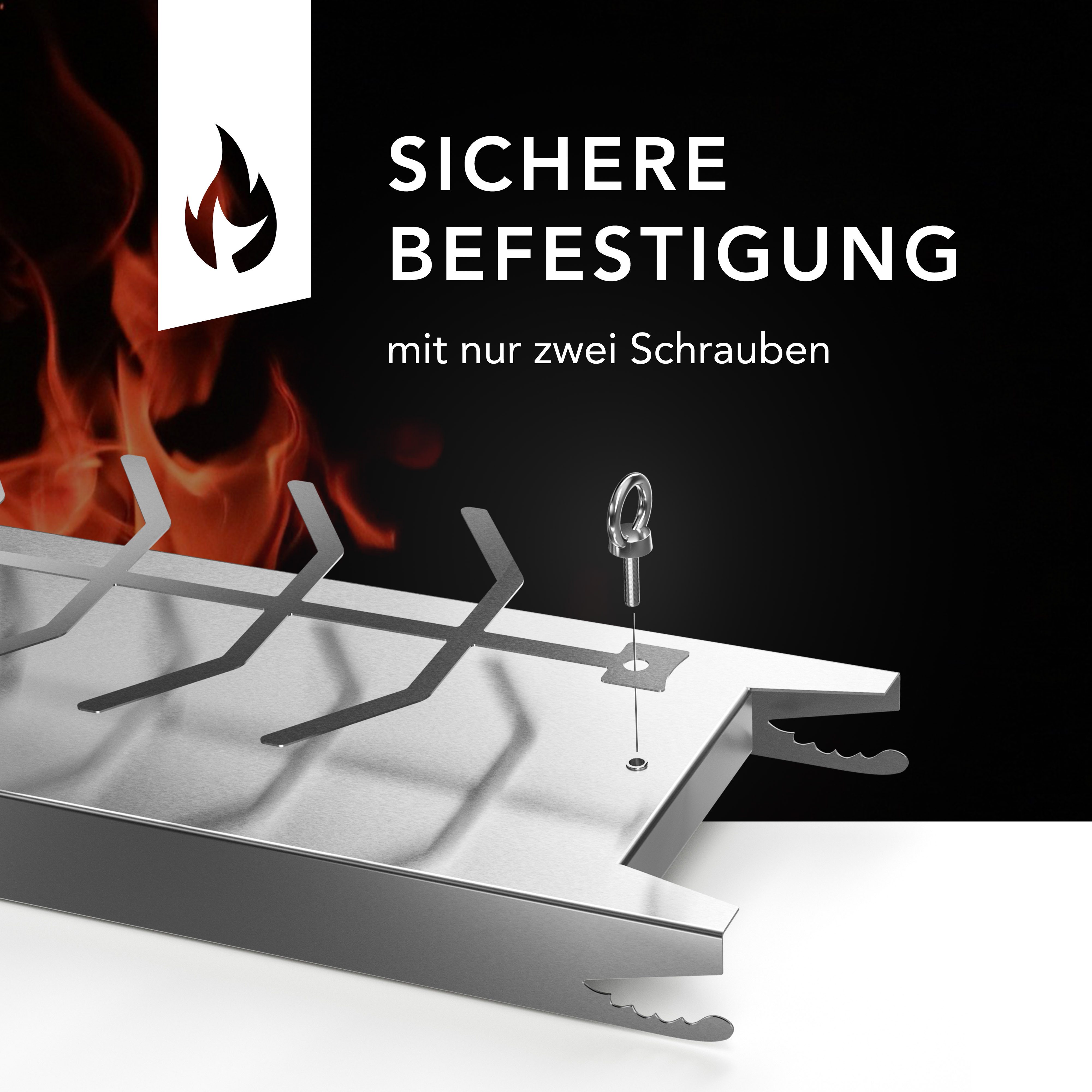 NewHabitat Grillerweiterung Flammlachsbrett Edelstahl 59cm I Extra langer Flammlachshalter (Komplettset, 1-St., 100% Edelstahl), Spülmaschinenfest