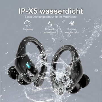 HYIEAR Bluetooth 5.3 Sportkopfhörer,Earbuds Kabellos mit Ohrbügeln, IPX5 In-Ear-Kopfhörer (Siri, Bluetooth, Regen- und schmutzabweisend. Smart Touch, geringer Stromverbrauch)