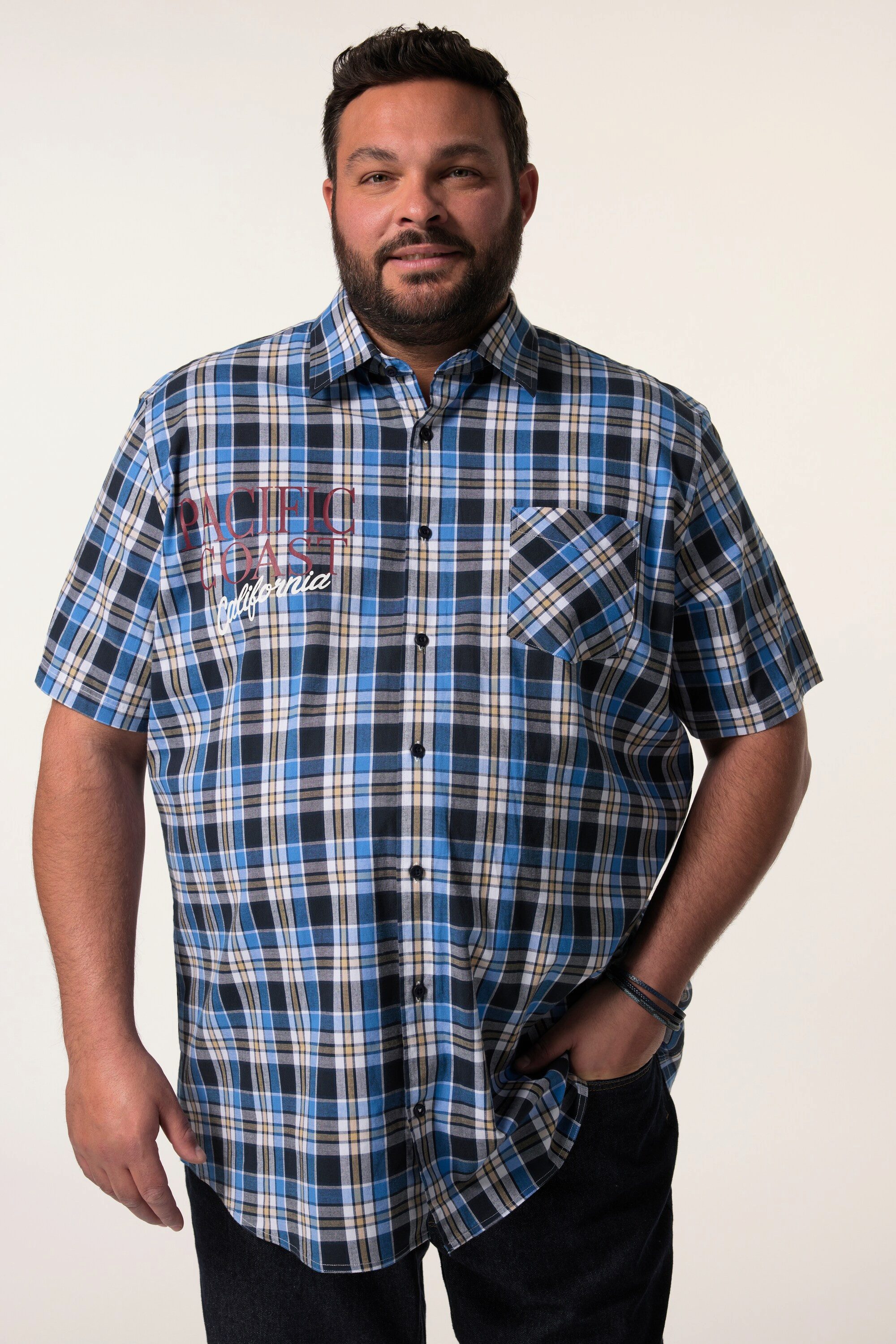 Men Plus Kurzarmhemd Karohemd Halbarm Kentkragen Comfort Fit günstig online kaufen