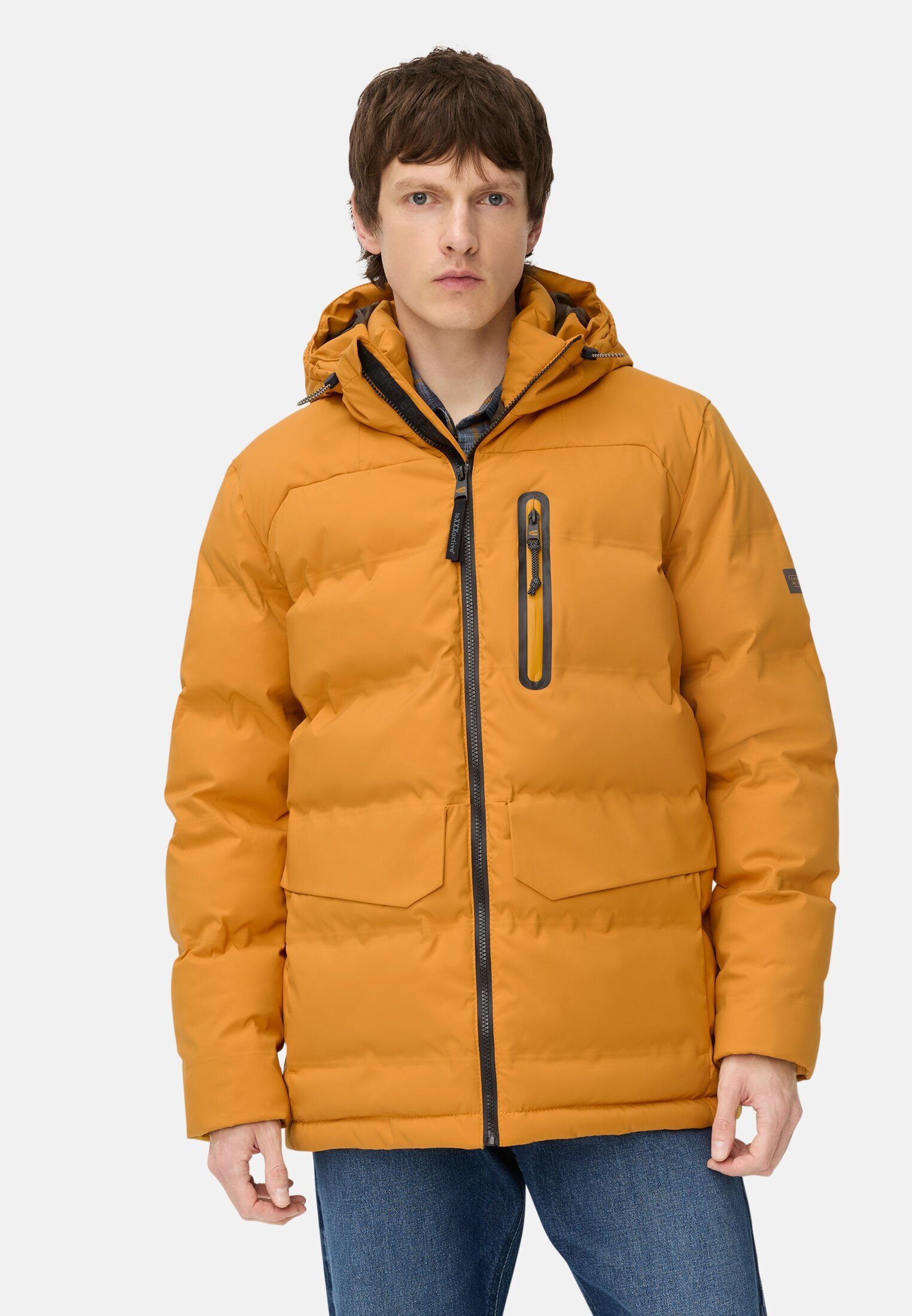 camel active Funktionsjacke mit verstellbarem Saum und Kapuze Langarm Kapuze Markenlabel