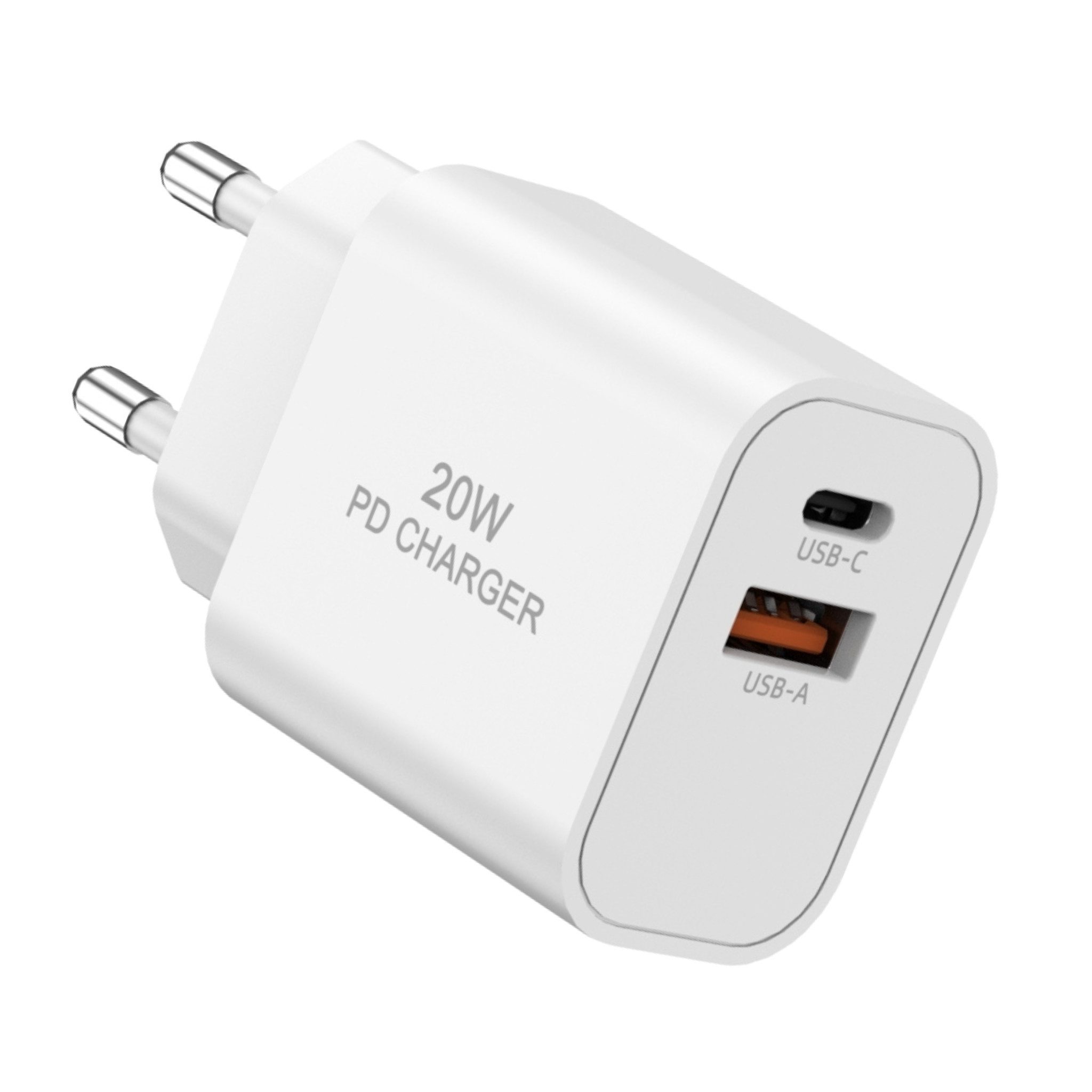 Zonoto Ladegerät für SAMSUNG und iPHONE 20W USB-C + USB-A Adapter Smartphone-Ladegerät (20W Adapter USB-C + USB-A Anschlüsse, Netzstecker mit USB-C + USB-A Anschlüssen für Samsung und Apple iPhone, SAMSUNG + Apple iPhone Ladegerät)