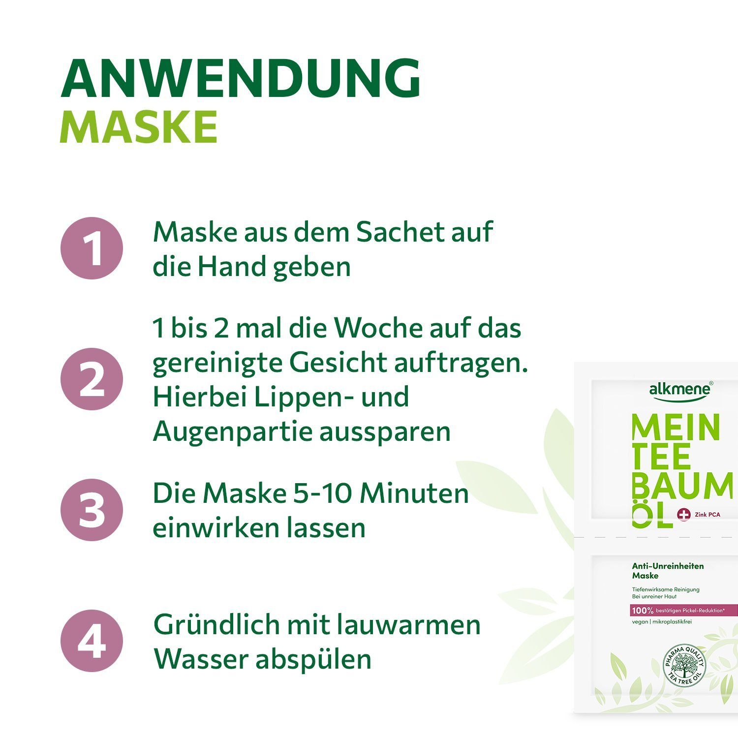vegan, Unreinheiten - Gesichtsmaske - Pickel 5-tlg. alkmene 10x Reduktion bestätigen Anti 100% Maske