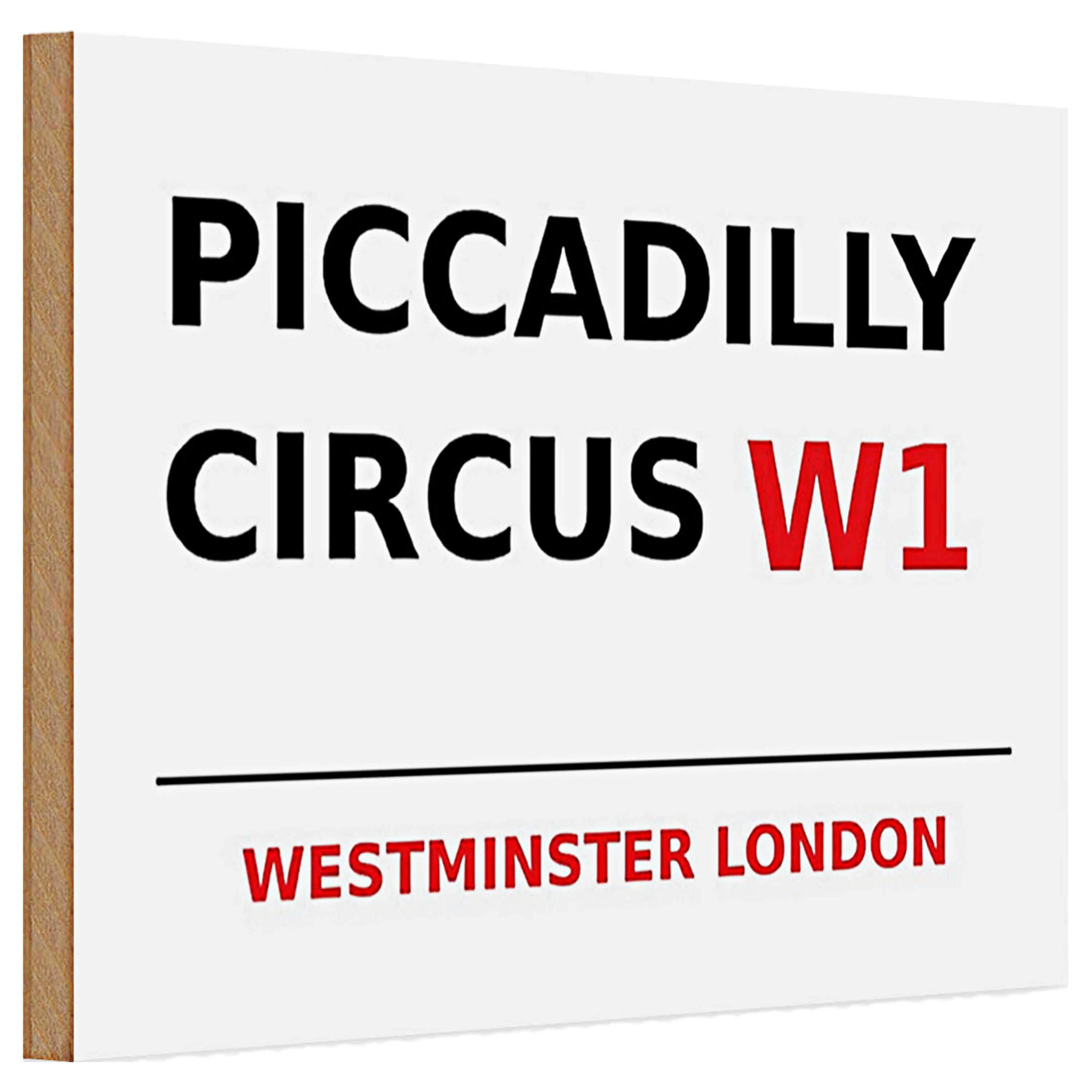 Roomando Holzbild Holzschild London 30x20cm Westminster Piccadilly Circus W1