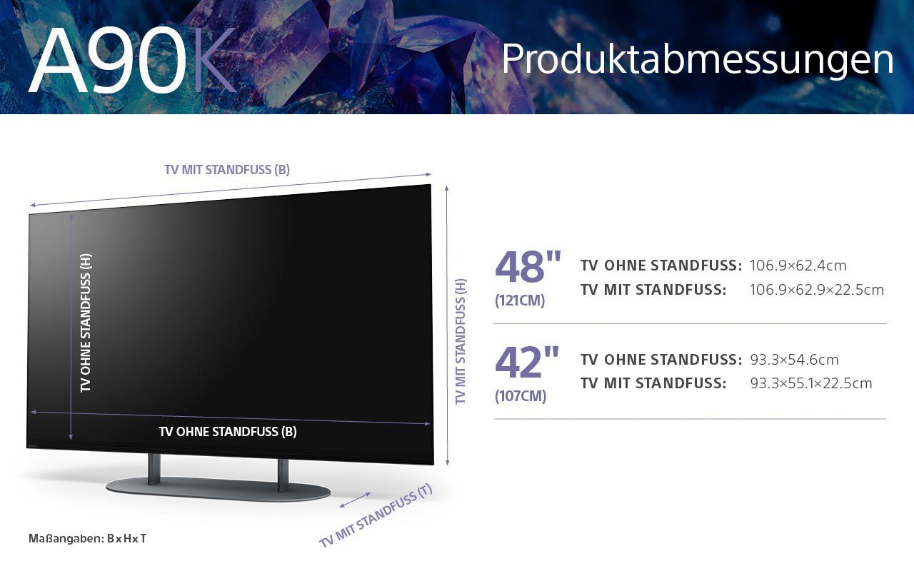4K TV, für Smart-TV, TV, cm/42 CORE, 5) HD, Perfekt Ultra Playstation Android BRAVIA Google (106 OLED-Fernseher Sony XR-42A90K Zoll,