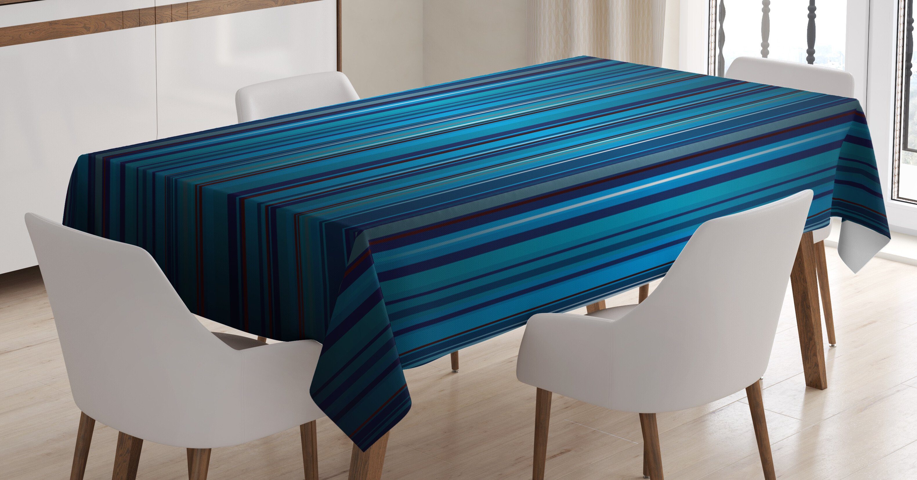Abakuhaus Tischdecke Farbfest Waschbar Für den Außen Bereich geeignet Klare Farben, Harbor-Streifen vibrant Blau
