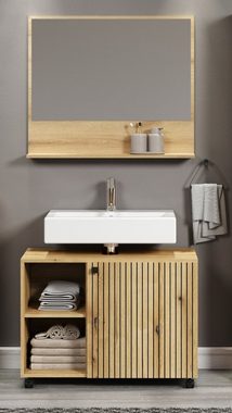 Furn.Design Badspiegel Bliss (Wandspiegel in Evoke Eiche, 80 x 74 cm), mit Ablage