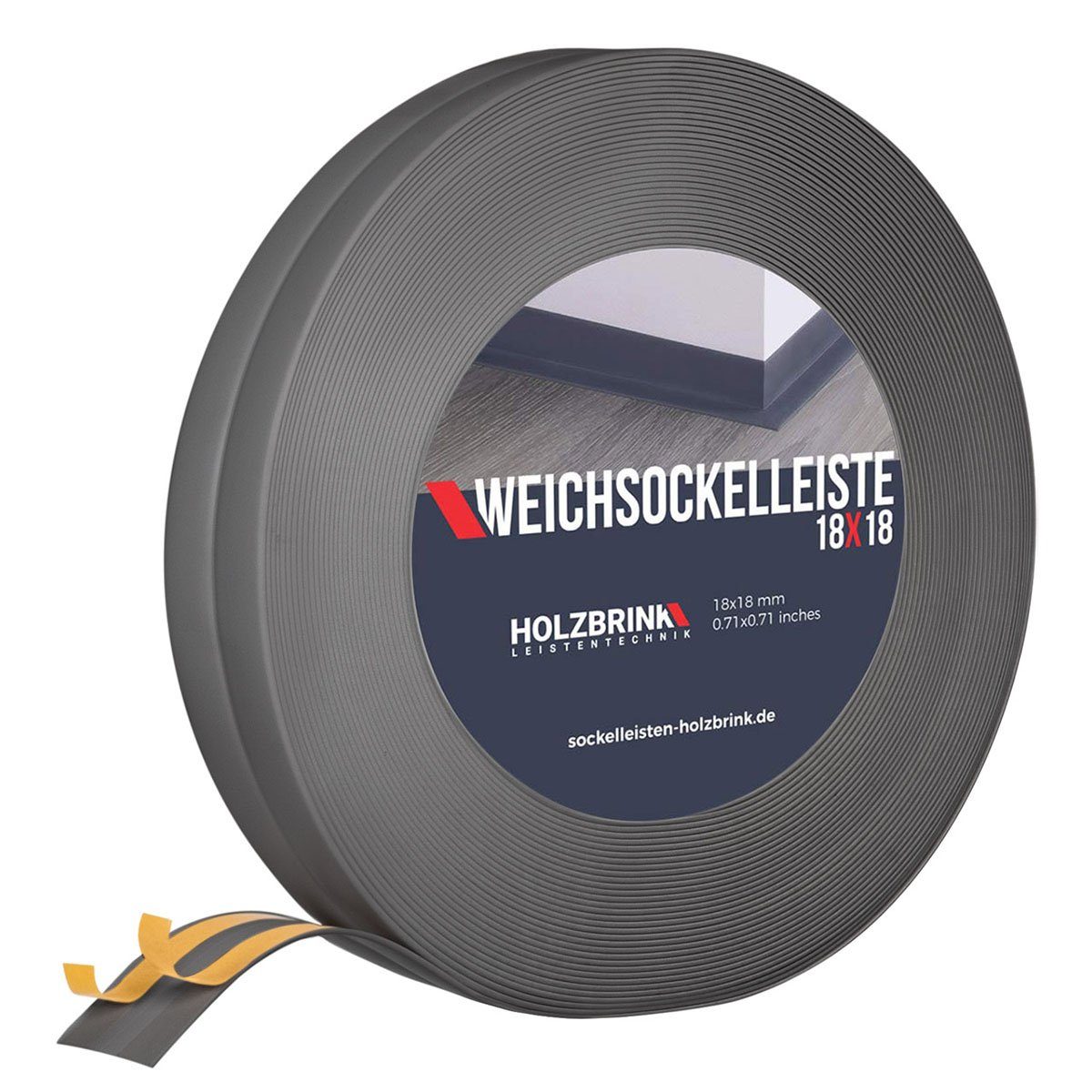 Weichsockelleiste, Flexibel Bodenleiste, Eckleiste, PVC 70x20mm