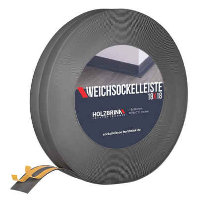 HOLZBRINK Sockelleiste PVC Weichsockelleiste selbstklebend 18x18mm Dunkelgrau, L: 500 cm, 5m Rolle, Knickleiste Abschlussleiste