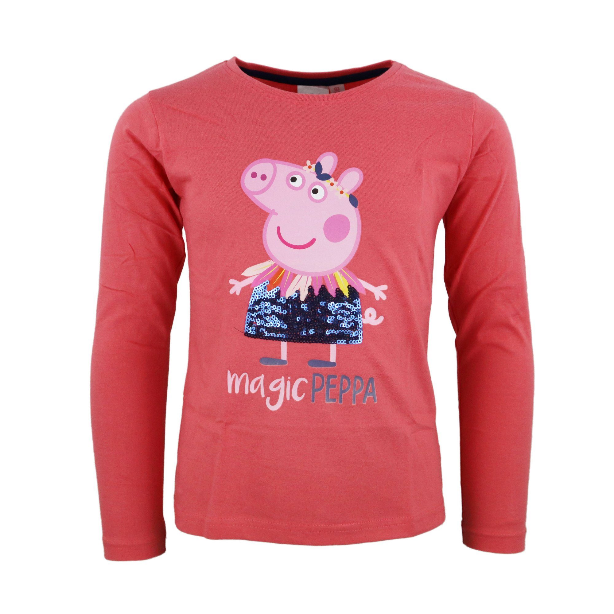 Peppa Pig Langarmshirt Peppa Wutz Mädchen Kinder Shirt Gr. 98 bis 128, 100%  Baumwolle