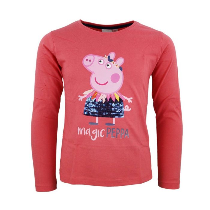 Peppa Pig Langarmshirt Peppa Wutz Mädchen Kinder Shirt Gr. 98 bis 128 100% Baumwolle