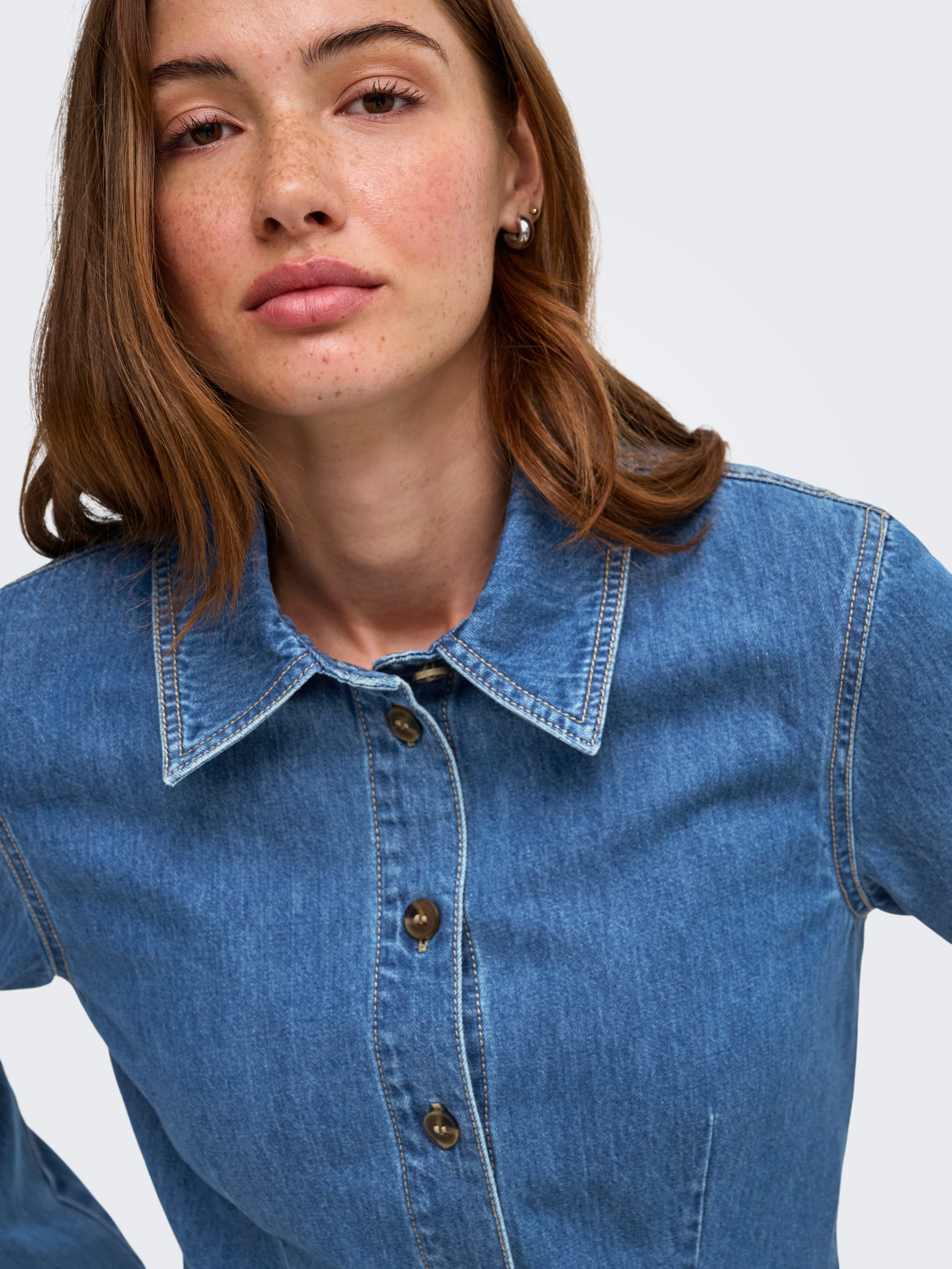 ONLY Jeansbluse ONLUNA FITTED SHIRT DNM Baumwolle, Denim