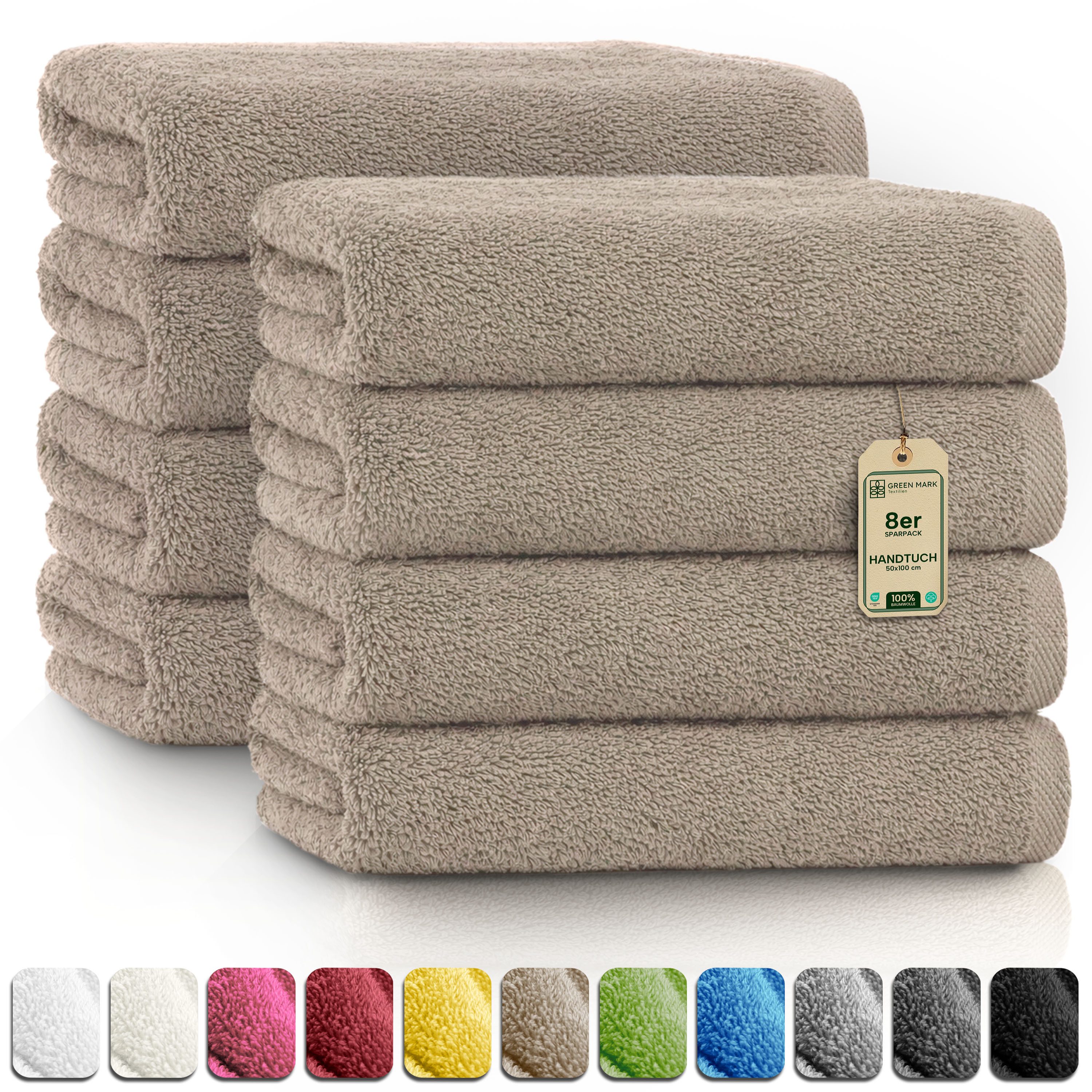 NatureMark Handtücher 8er-Sparpack Handtücher 50x100cm, 100% Baumwolle (8-S günstig online kaufen