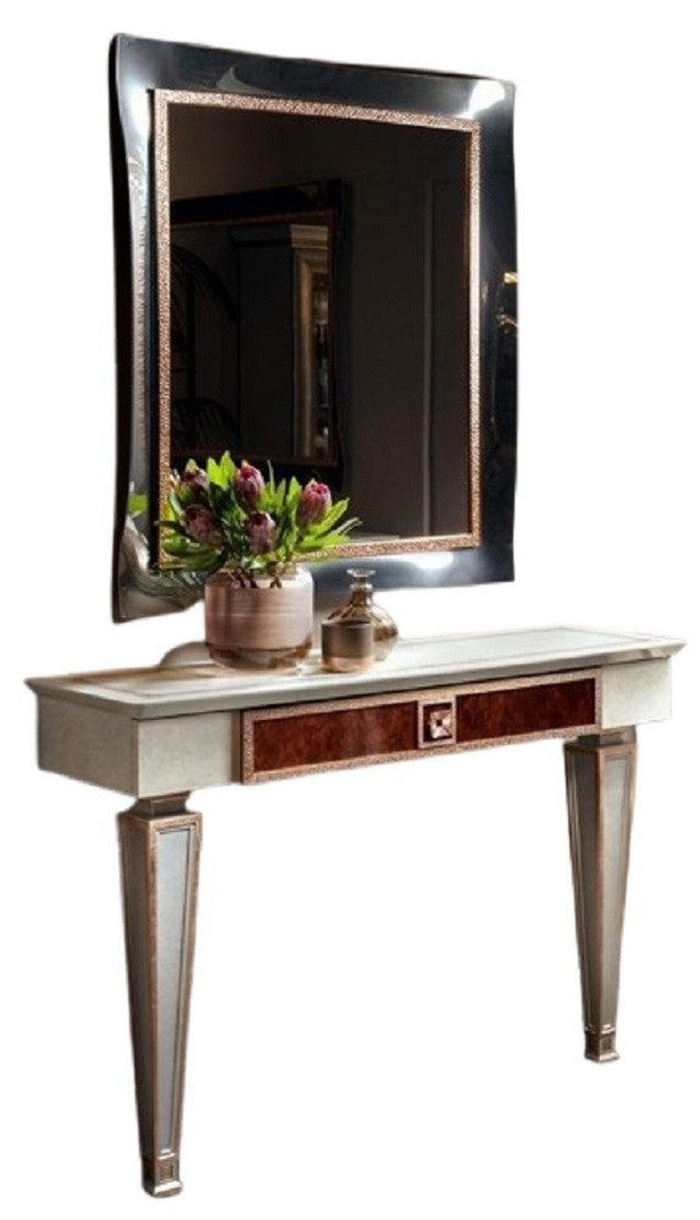 Xlmoebel Konsolentisch Spiegeltisch in Weiß mit Rokoko-Design von Arredoclassic (Konsolentisch + Spiegel), Hergestellt in Europa