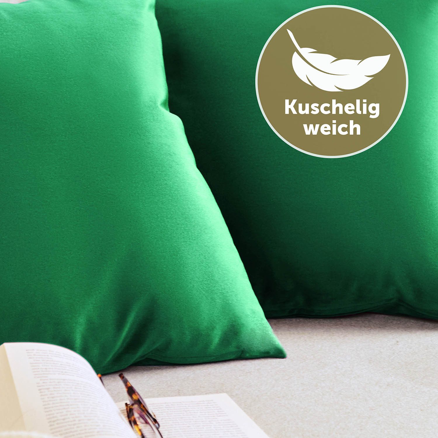 Blumtal Kissenbezug 2er Set - dekorativer Samt Kissenbezug mit verstecktem Reißverschluss, Kissenhülle für Zierkissen, waschbar