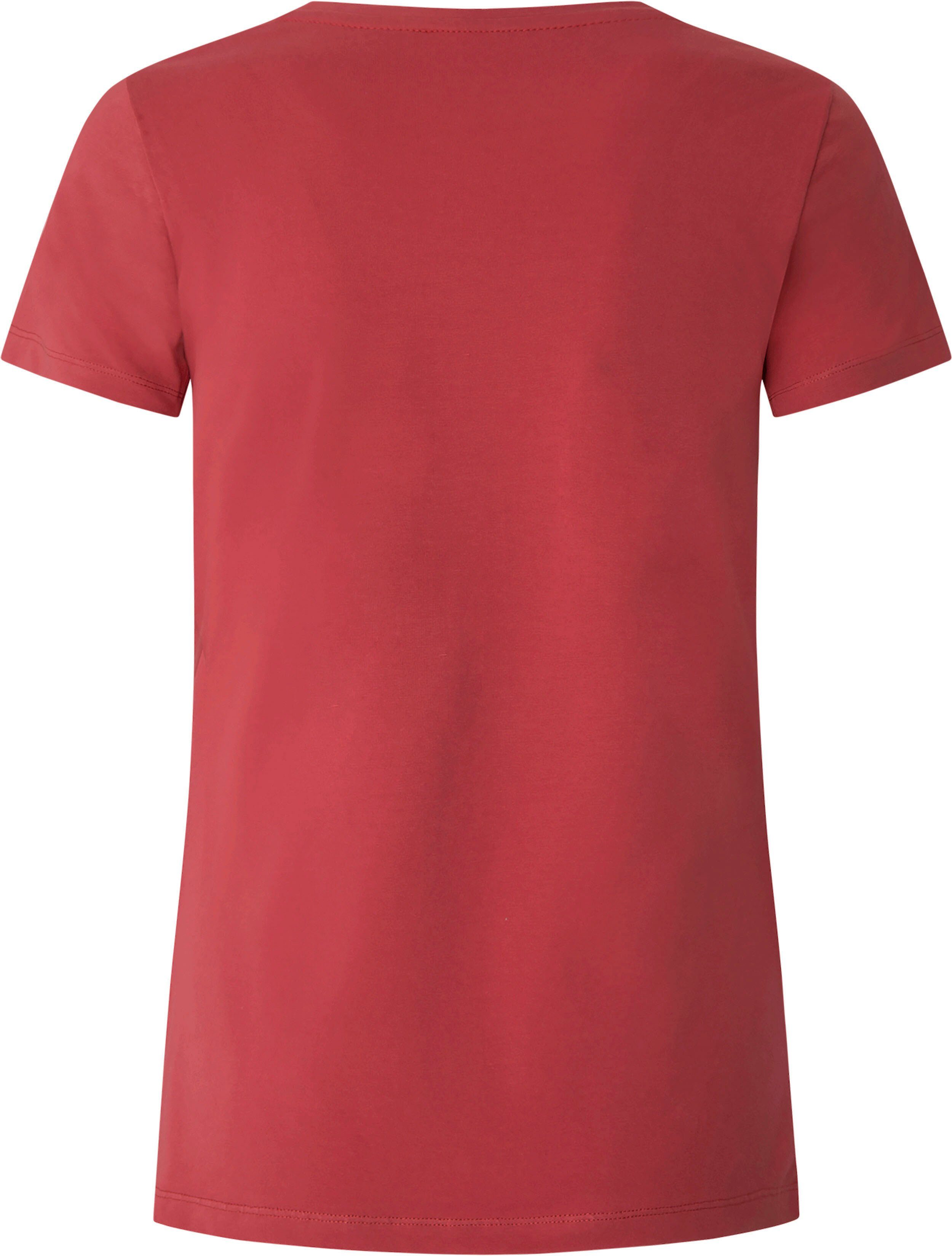 Pepe Jeans Rundhalsshirt NEREA mit floralem Stretch red und Logo-Print studio